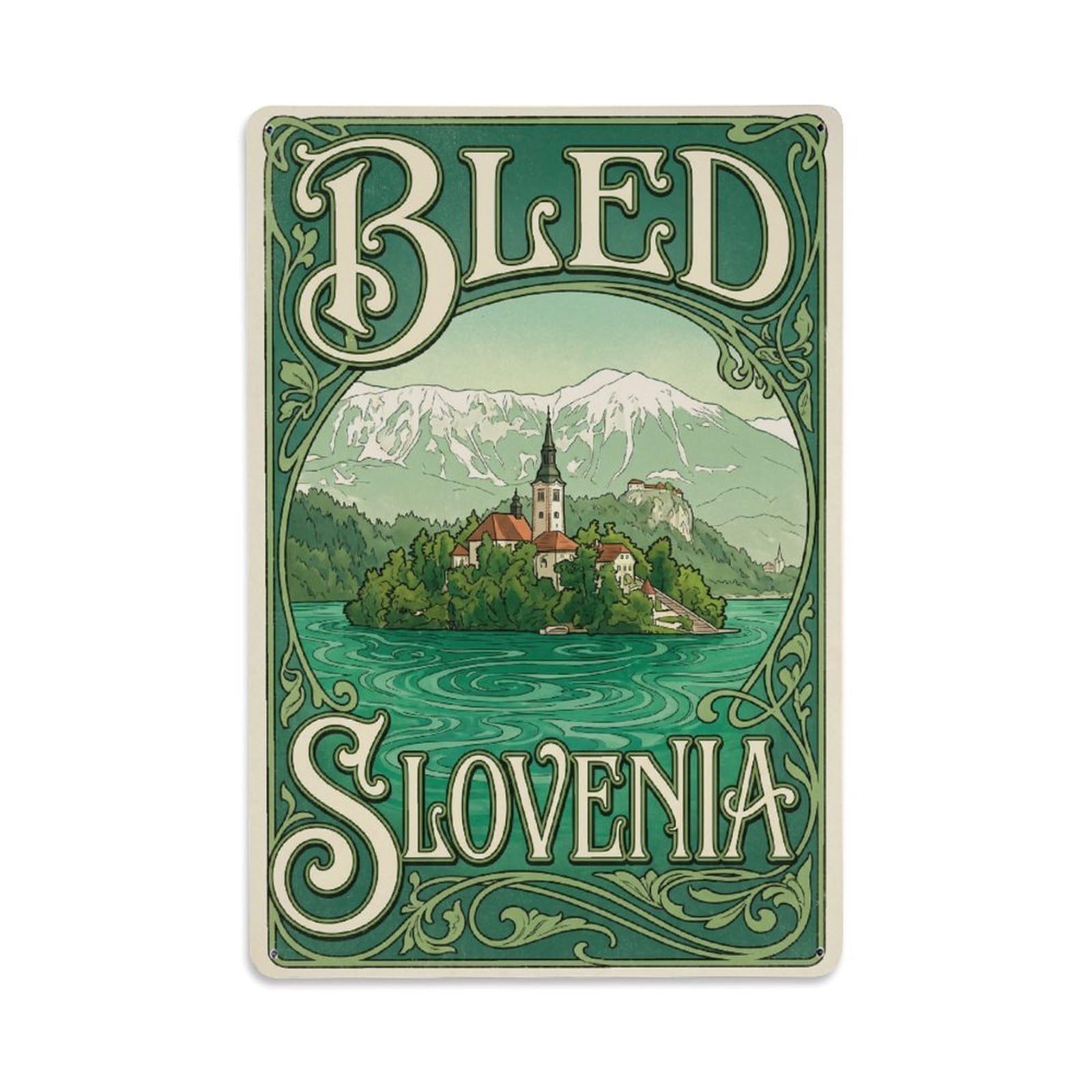 Travel Retro Slovenia Bled Metal Tin Sign