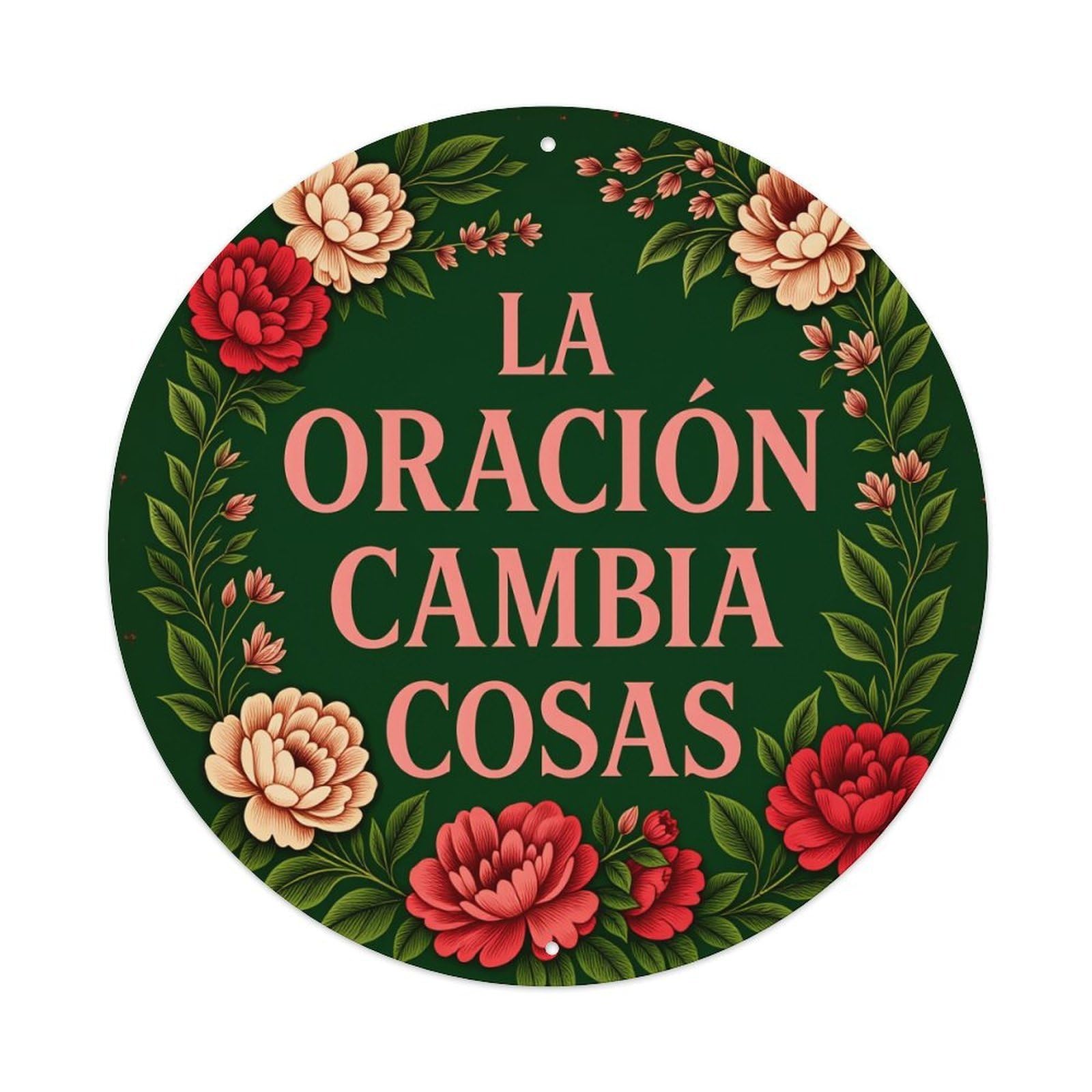Floral Wreath With Text Round Tin Sign Vintage Style Metal Sign Home Bar Garden Wall Plaque Decor Metal Poster 8x8 Inch