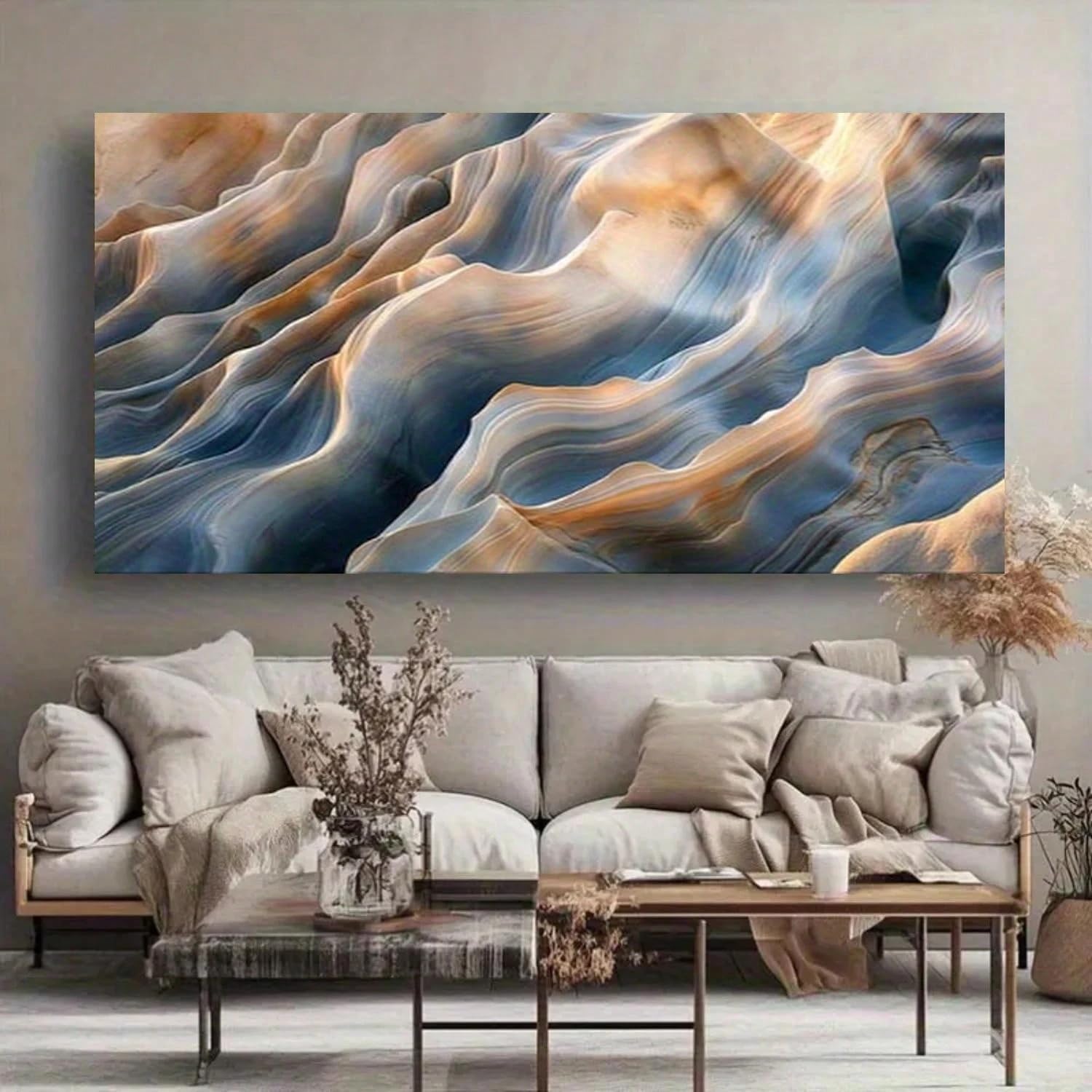 SPXLUCAU Modern Abstract Canvas Wall Art - Minimalist Living Room, Bedroom, Office Decor(55x110cm/No frame)