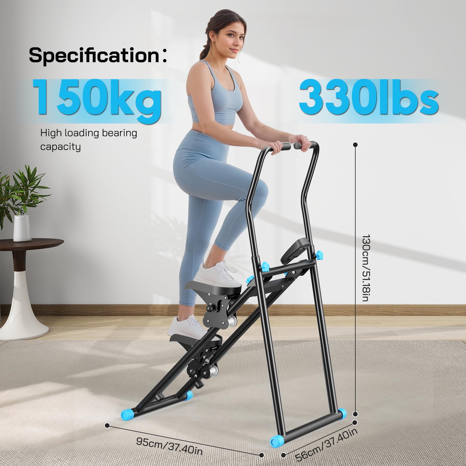 2025 nuovo stepper per la casa, macchina Vertical Climber Stairmaster per allenamento di tutto il corpo, Compact Folding Cardio Esercizio Climber con passo esteso, manubrio e pedali regolabili (nero)