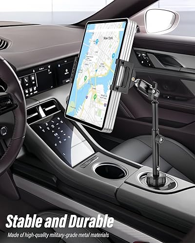 Miniatura 2 de Soporte de aluminio para tablet de automóvil, altura ajustable de 16 pulgadas compatible con funda gruesa Soporte resistente para tablet de camión