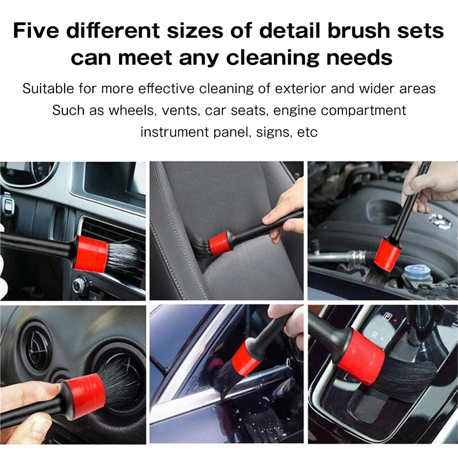 16-teiliges Auto-Detailing-Pinsel-Set, Autowasch-Reinigungsbürsten, Auto-Detailing-Pinsel-Set für Autositz-Reinigung, Auto-Motor-Detaillierungs-Kit