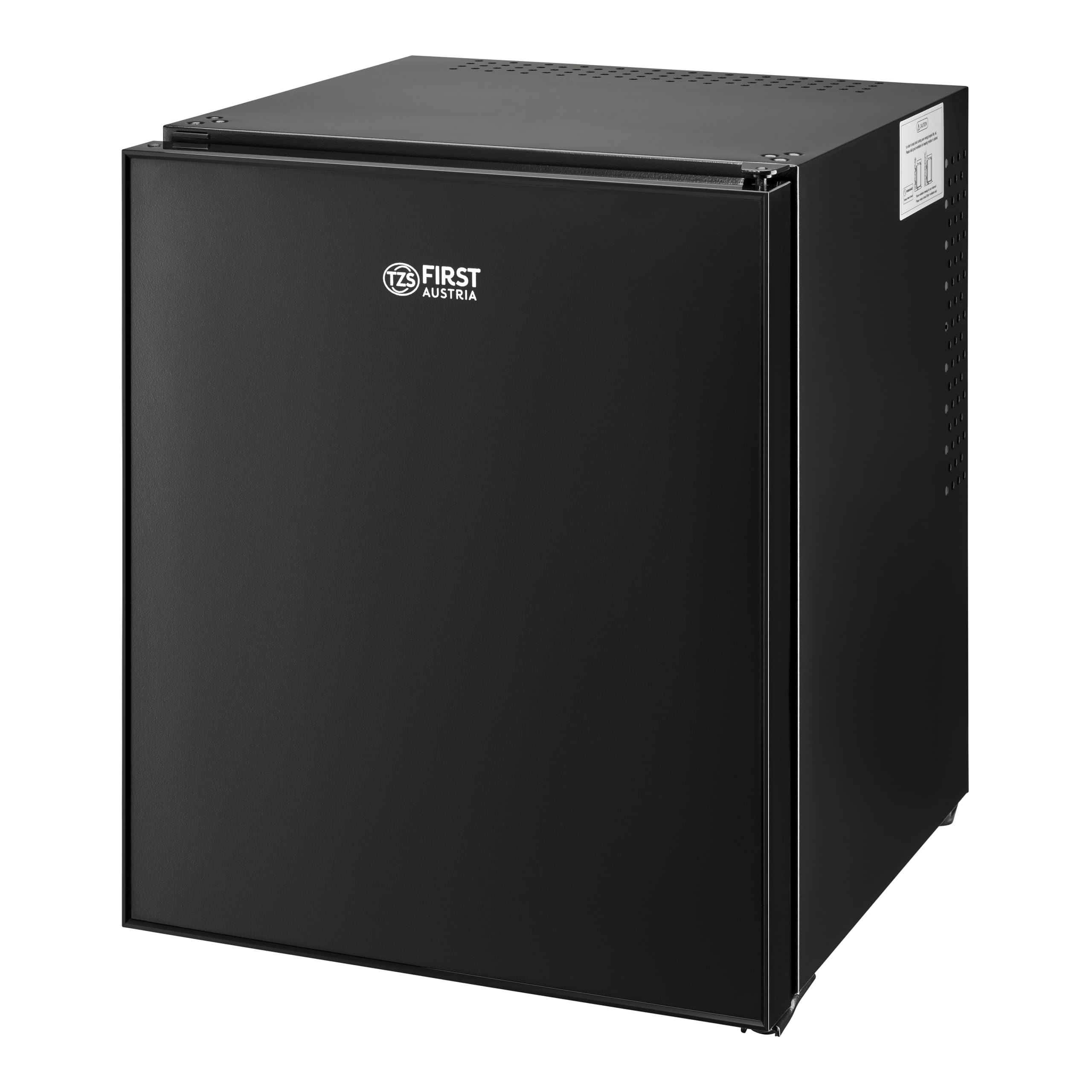TZS First Austria - Mini Kühlschrank 40L lautlos - Kleiner Minikühlschrank wechselbarer Türanschlag & Innenbeleuchtung - Minibar für Camping, Büro, Schlafzimmer & Hotel - Glasfront