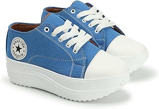 KRAFTER Chunky Denim Sneakers for Women & Girls – Sky Blue Casual Walking Shoes Comfortable Fit Trendy Everyday Wear Model... Price In India