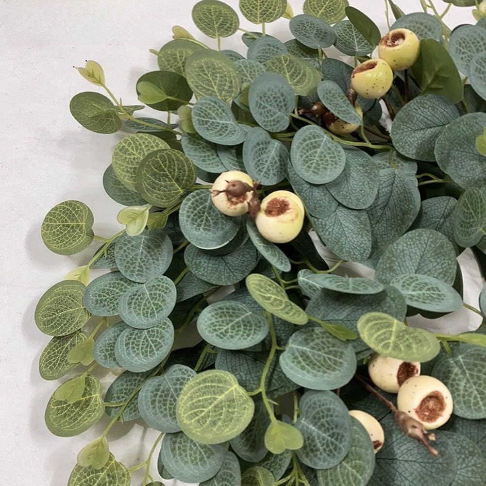 Ghirlanda di foglie di eucalipto artificiale 45 cm verde PE fiore ghirlanda per primavera decorazione casa matrimonio ufficio appeso alla parete