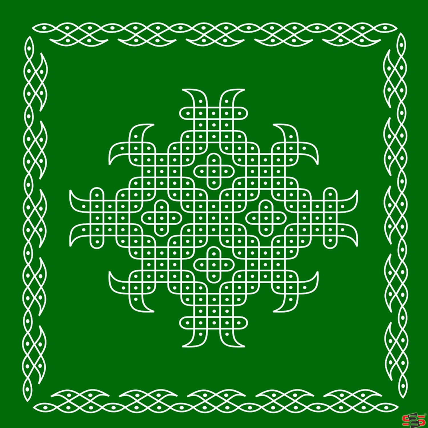 S2S Backdrop Cloth for Pooja Decoration Traditional Background Curtain Cloth for Festival Fabric Pack of 1 (Green with Kolam Muggu 5 Feet X 5 Feet) (B0B8DLY177) Amazon Price History, Amazon Price Tracker