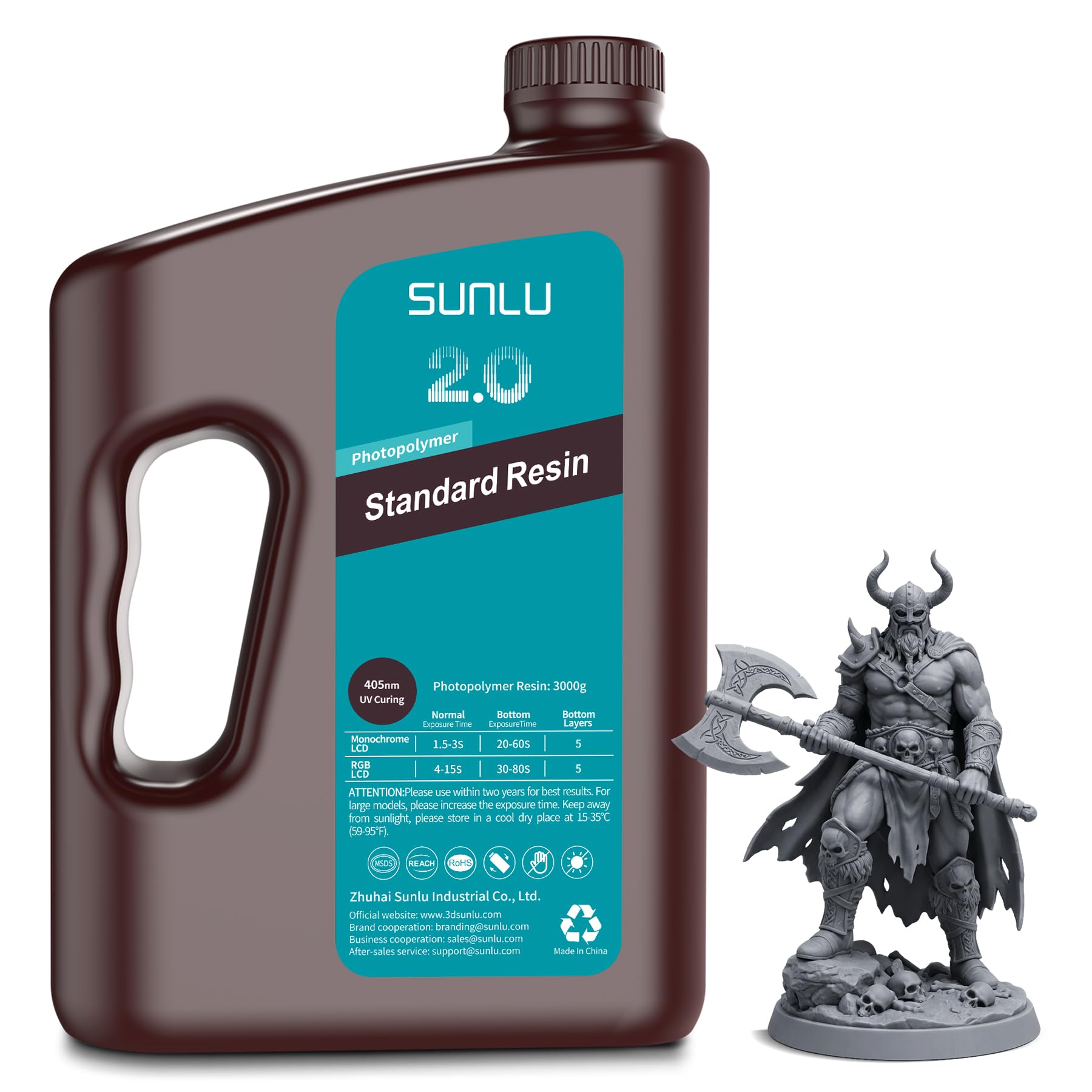SUNLU 3D Printer 3D Printer Upgraded Standard 2.0 Photopolymer Resin 405nm UV Curing Resin Higher Accuracy Stronger Tenacity 3000g Dark Grey-image-27