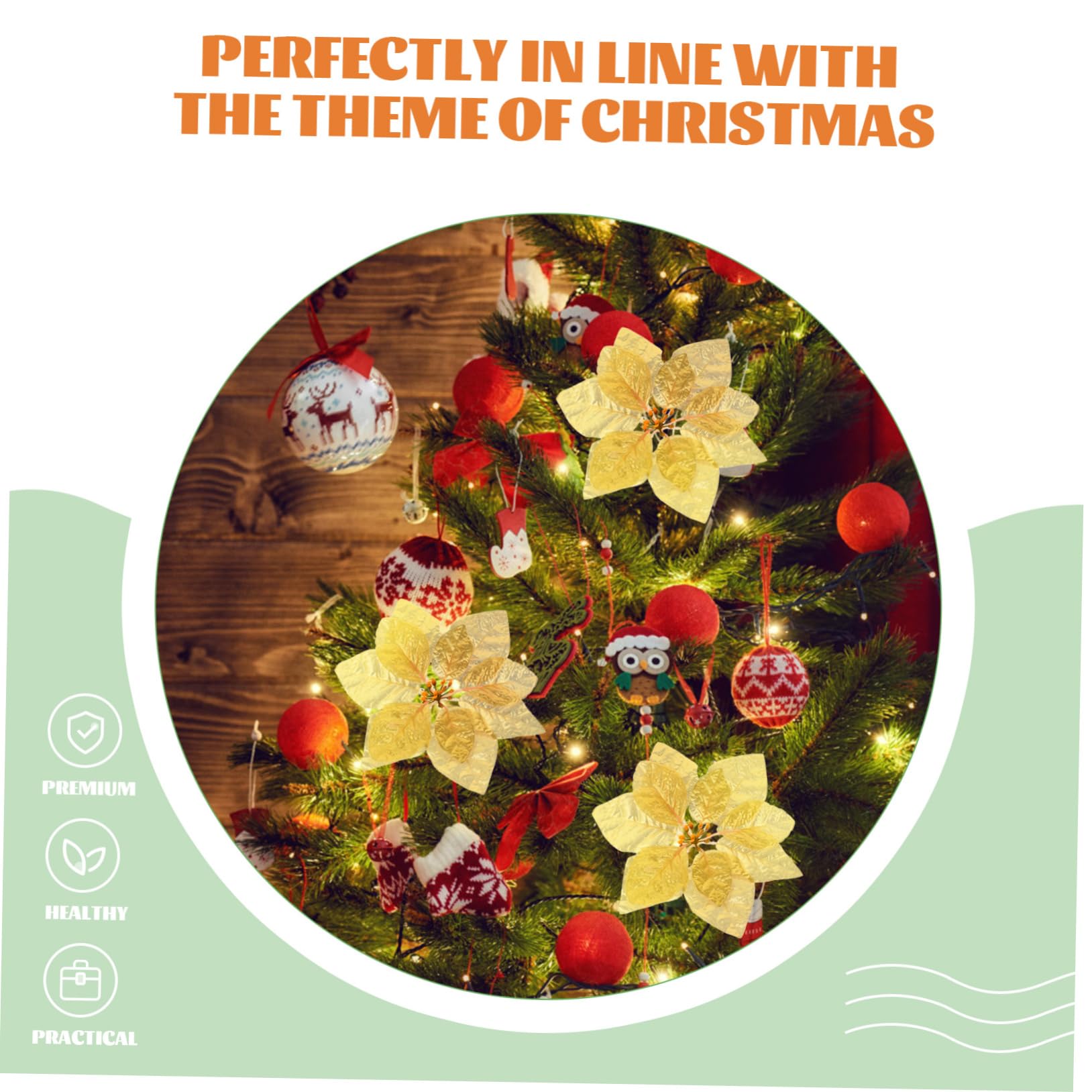 ABOOFAN 56piezas Flores De Poinsettia Artificiales para Decoración Navideña Adornos Brillantes para Árboles De Navidad y Centros De Mesa Material Seguro y Práctico para Fiestas De