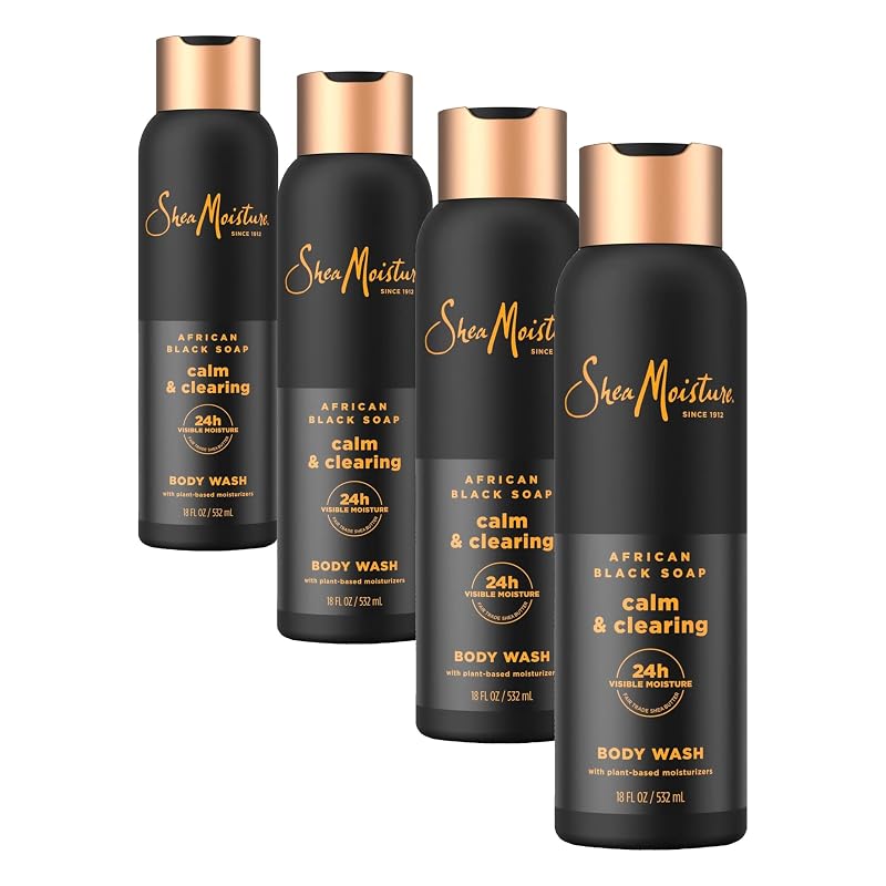 Sabonete líquido corporal Shea Moisture African Black Soap, 532 mL, Pacote com 4