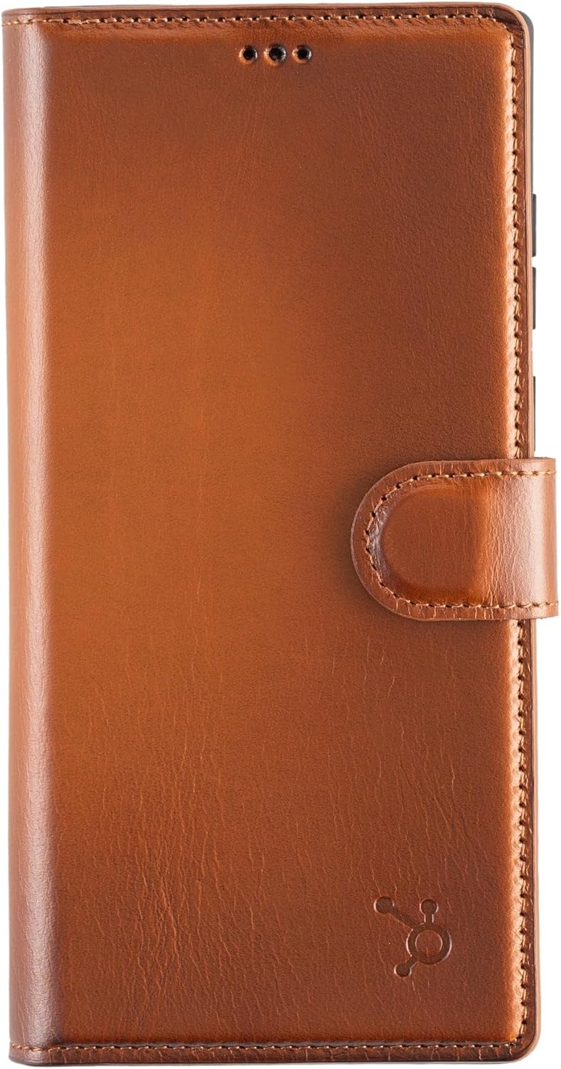 | Leather Case for Samsung S25 Ultra with MagSafe Compatibility, Genuine Leather Wallet Case for S25 Ultra with Card Holder, Detachable Magnetic Flip Cover, RFID Blocking
