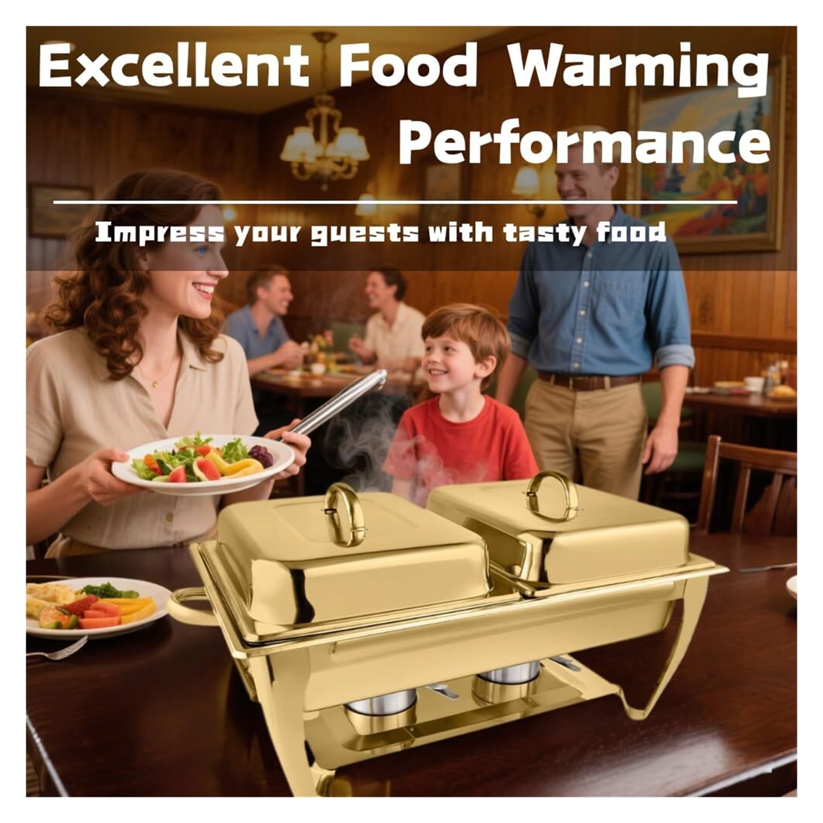 Scaldavivande for forno di mantenimento a doppio coperchio da 9 litri | Forniture for catering in acciaio inossidabile di alta qualità Scaldavivande di lusso con display a buffet