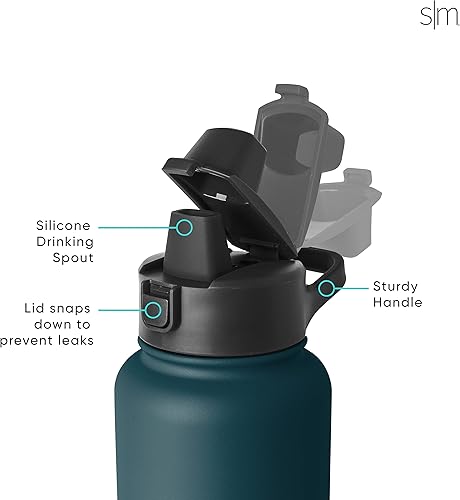 Miniatura 3 de Botella de agua Simple Modern de 1 galón con tapa de sorbete de silicona con marcadores de onzas a prueba de fugas sin BPA, (128 onzas  3.8 libras),
