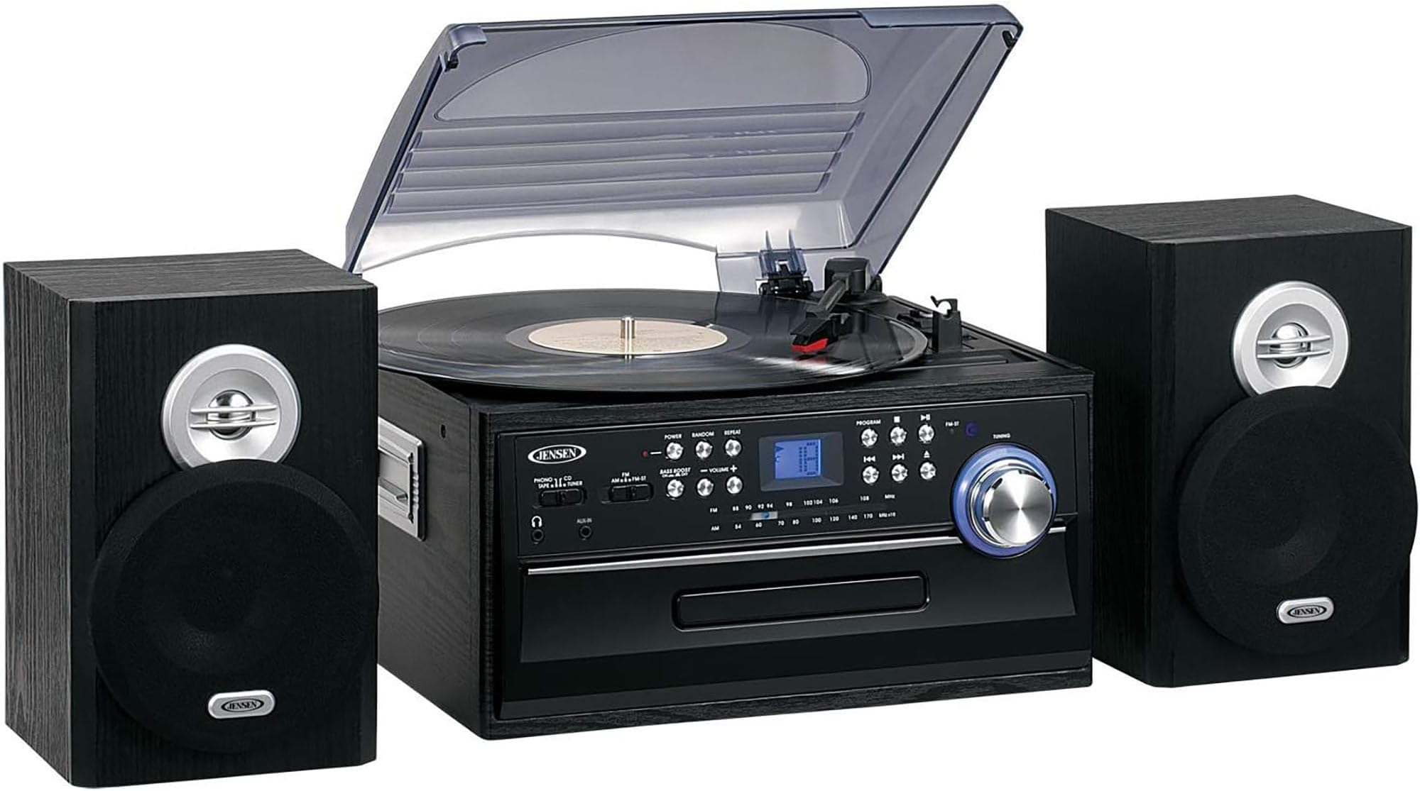 Jensen JTA-475 3-Speed Turntable with CD, Cassette & AM/FM Stereo Radio