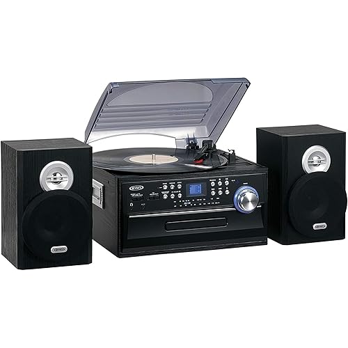 Jensen JTA-475 3-Speed Turntable with CD, Cassette & AM/FM Stereo Radio