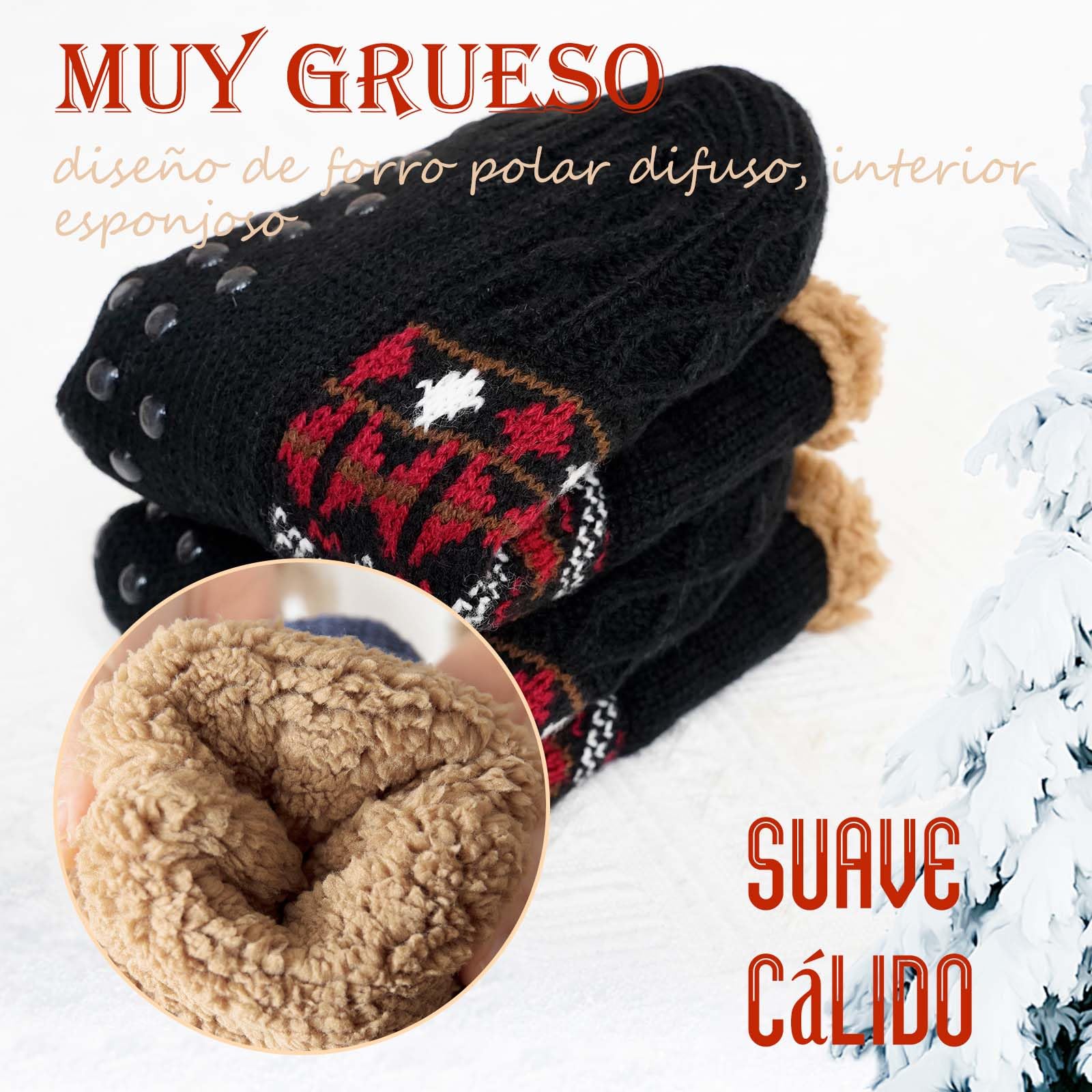 PUTUO Calcetines Antideslizantes para Hombre de Invierno: Calcetín Termicos Hombre Cálidos Suaves Mullidos Calcetín Gruesos Calcetines Andar por Casa Gordos Térmicos 1 Pares 39-46