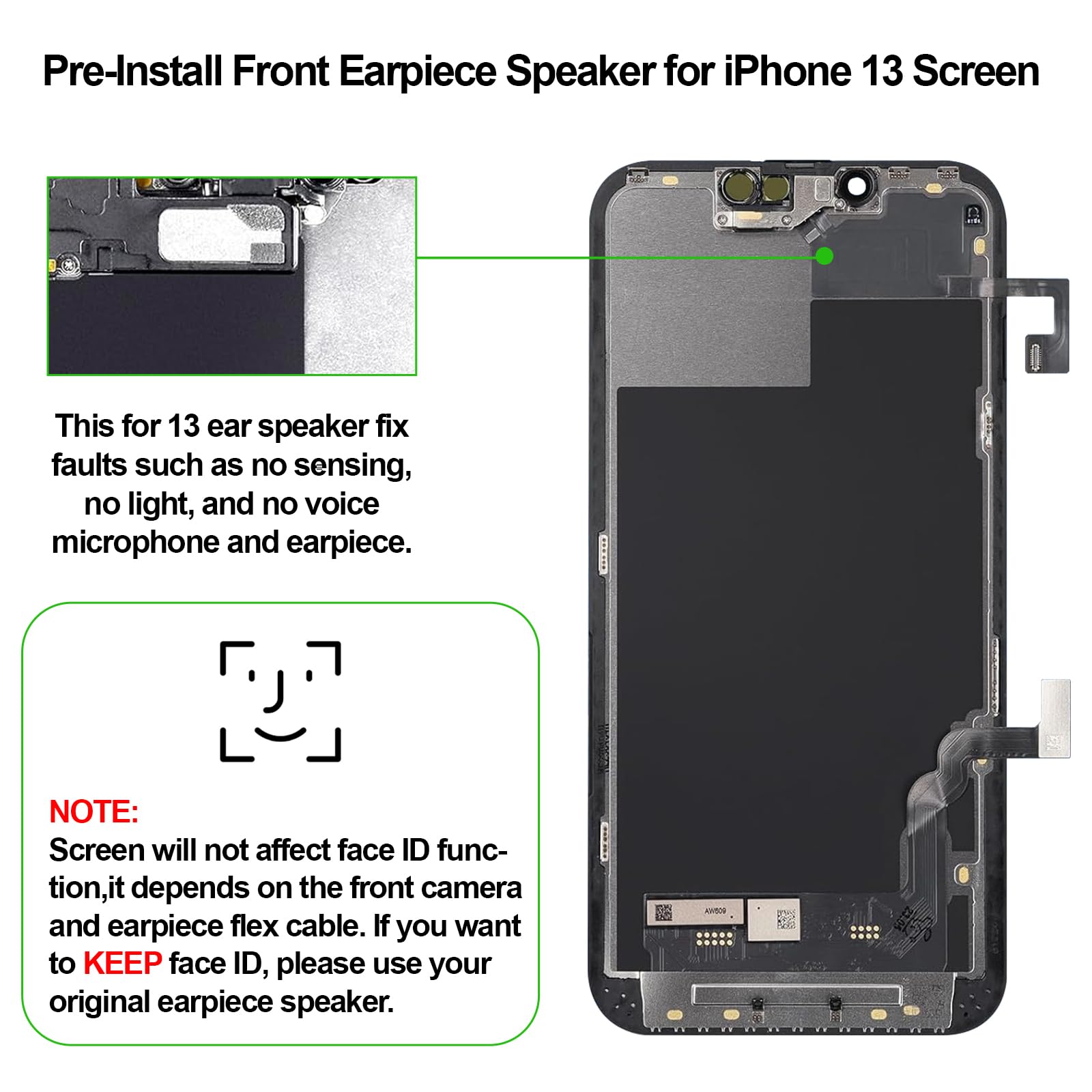 Amazon.com: for iPhone 13 Screen Replacement Kit with Earpiece