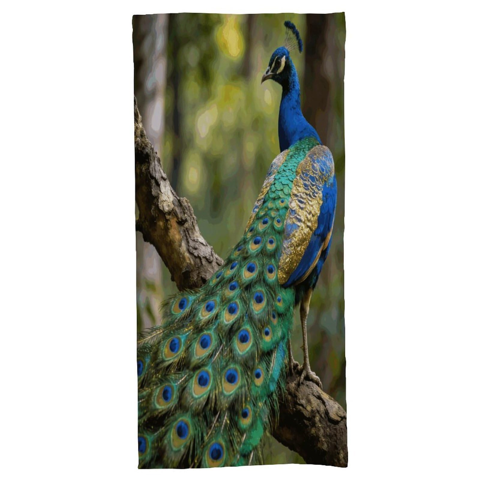 Fodpand Style Colorful Peacock On A Tree Branch Bath Towel, Highly Absorbent & Quick Drying Beach Towel, Compact & Lightweight Pool Towel For Bathroom, Beach, Pool, Gym, Spa, And Hotel Use