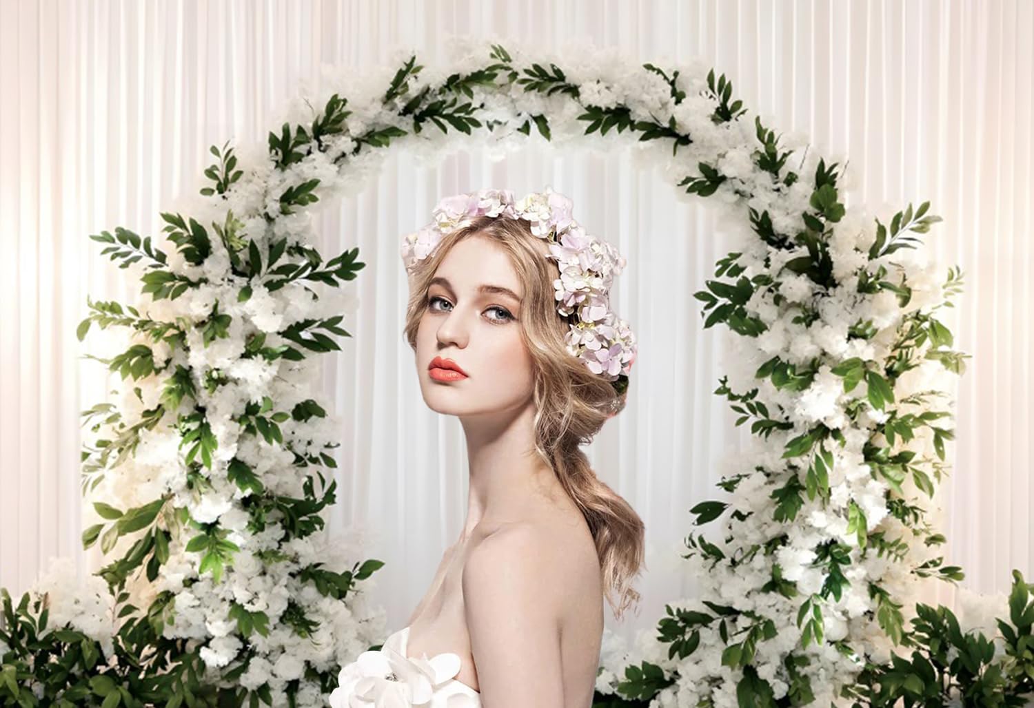 3x2.4m Hochzeit Fotohintergrund 3D Girlande Weiß Hochzeit Jahrestag Party Dekorationen Banner Photo Booth Requisiten