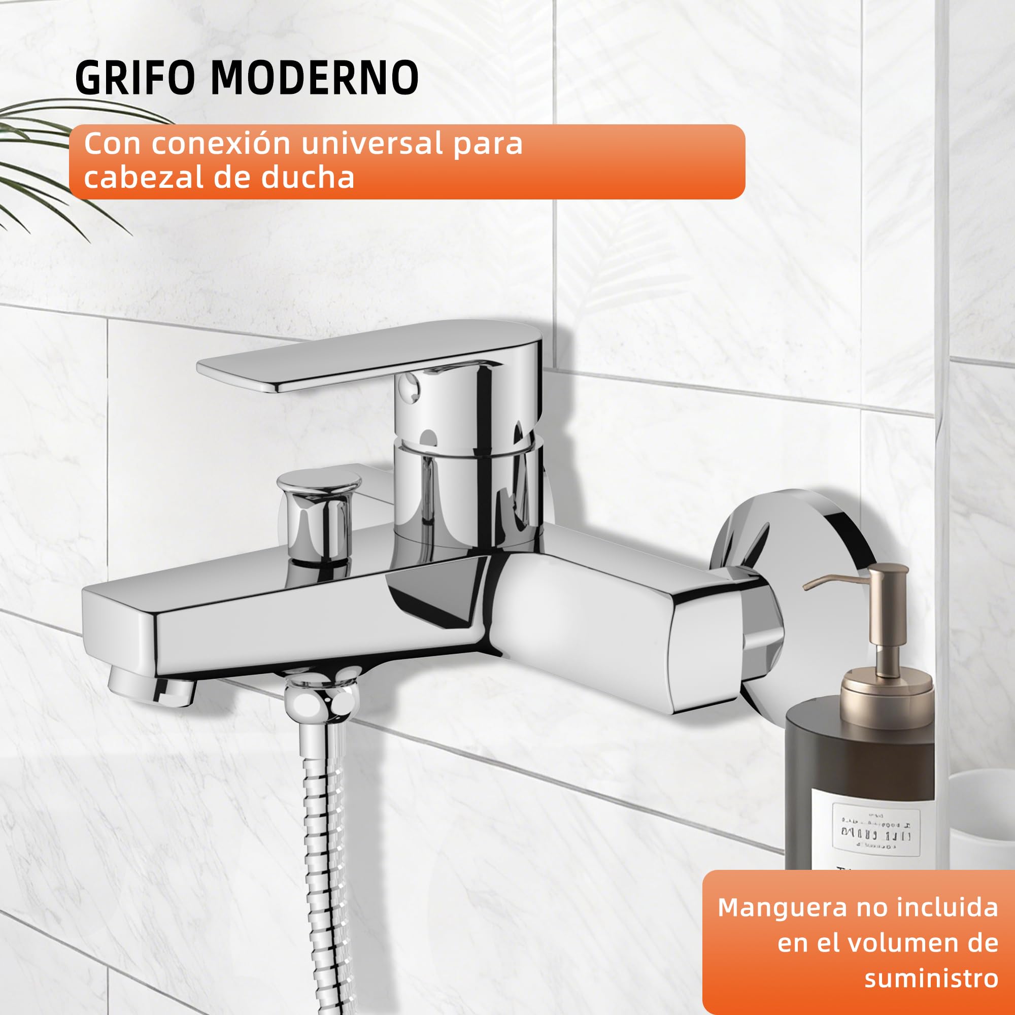 BELZ Grifo Bañera Latón Macizo Inversor Automático Antirretorno Con Ducha | Latón macizo·inversor baño/ducha·válvula retorno·ducha de mano·conectores S·monomando·cepillado