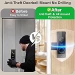 Anti-Theft Video Doorbell Mount for Eufy Doorbell E340/Wyze Duo Cam Doorbell, No-Drill Adjustable Mounting Bracket for Eufy E340, Apartment Door Camera Mount for Wyze Doorbell for Home Rentals Room