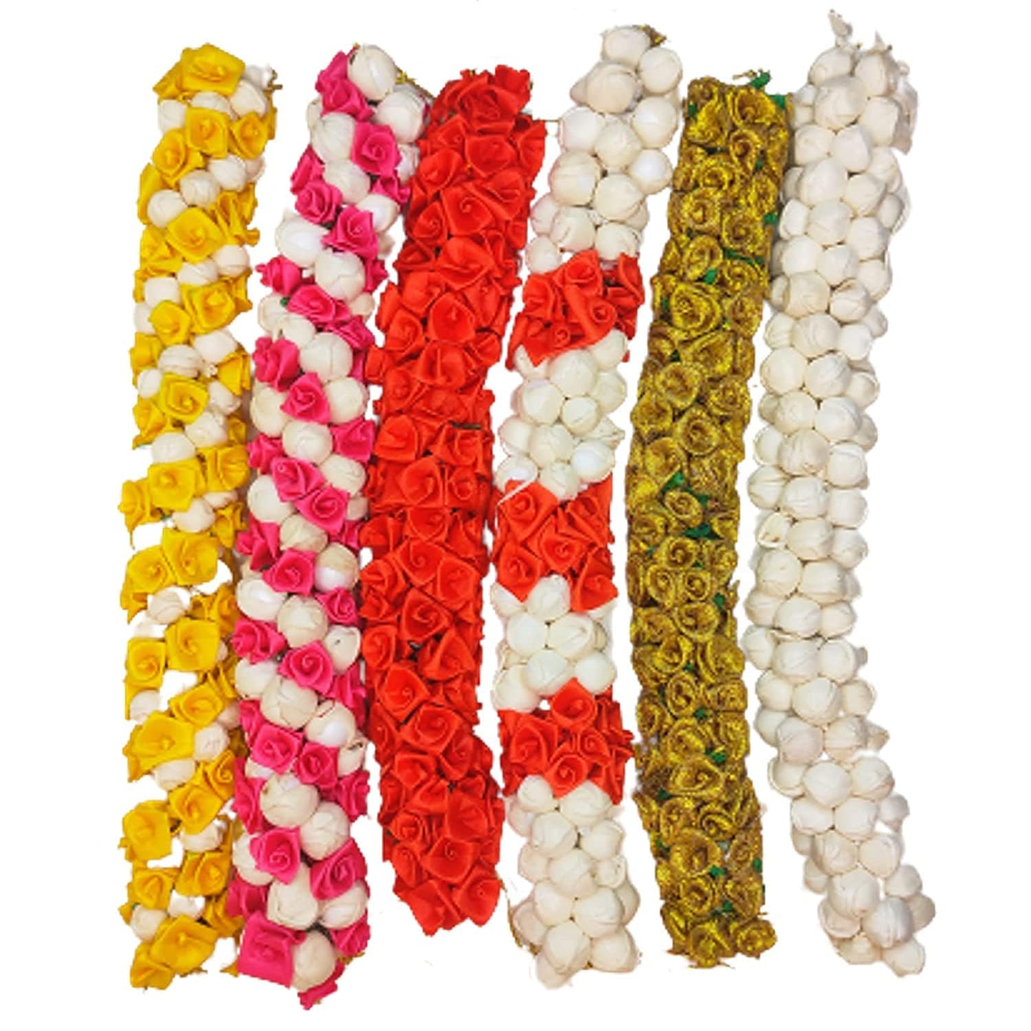 Enterprisesrk Gajra For Hair, Artificial Gajra of Mogra For Hair Bun/Juda/Phool Hair Accessory For Girls & Womens (Pack of 6 - Multicolour Gajra)