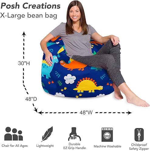 Miniatura 10 de Posh Creations - Sillón puff para niños, adolescentes y adultos, incluye funda extraíble y lavable a máquina, nailon suave, estampado de camuflaje