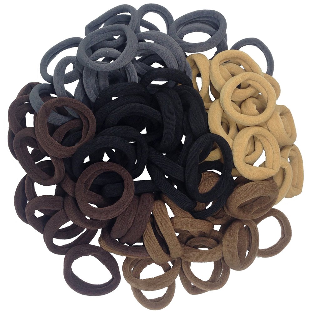 J-MEE Hair Bands Hair ties for Thick Hair 100PCS Seamless Cotton Simply Ponytail Holders Headband Scrunchies Hair Accessories