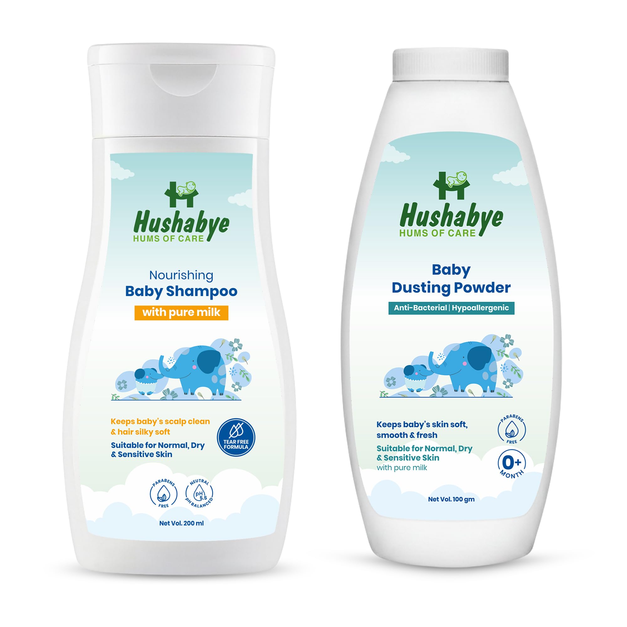Hushabye Nourishing Baby Shampoo (200ml) & Baby Dusting Powder (100g) with Milk Protein | Tear-Free Formula, pH Balanced for All Skin Types | Newborn Care Gift Set, Combo Pack of 2-image-23