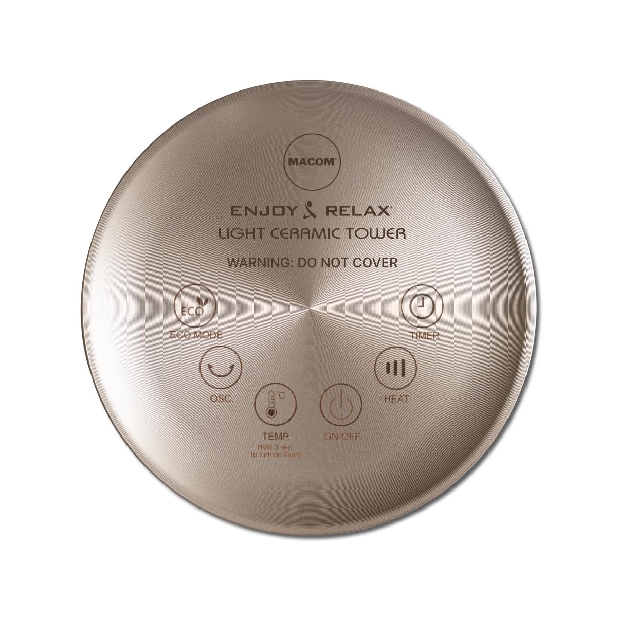 MACOM, Potente Termoventilatore Ceramico a Torretta, Silenzioso e di Design, con Telecomando, 2000W, Enjoy & Relax 944 Light Ceramic Tower