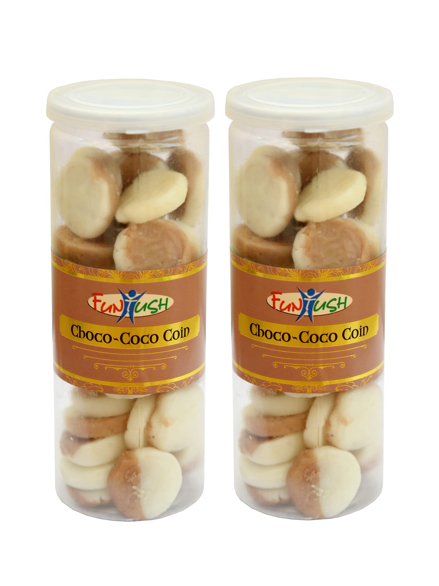 Funtush Chocolate Coconut Peda | Choco Coco Coin 190 grams Can Pack of 2