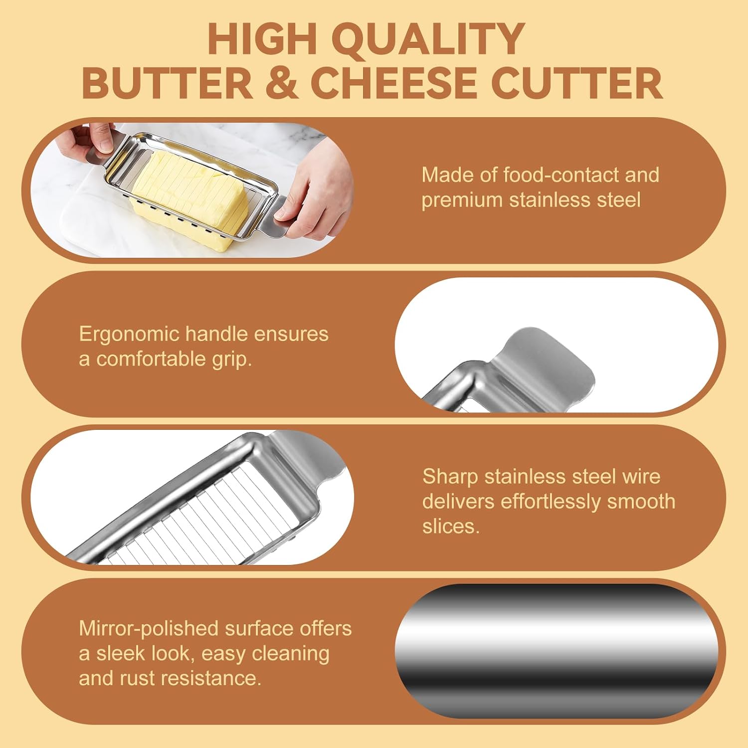 2Pcs Cheese Slicer & Butter Slicer Cutter for Block Cheese, Butter Squares