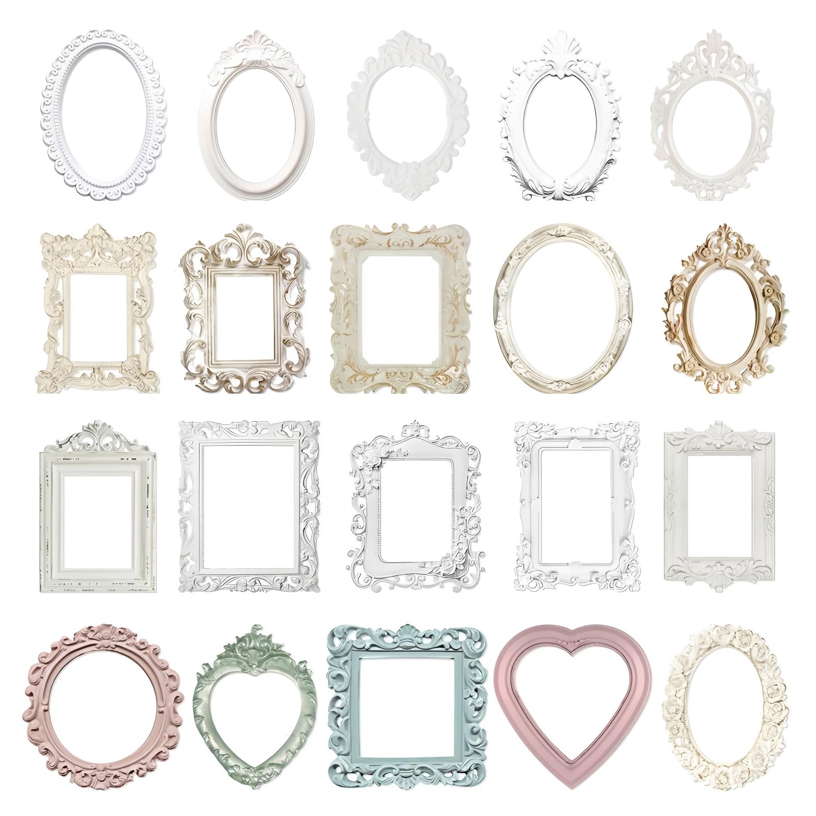 10 cornici bianche per scrapbooking, cornici in carta cava