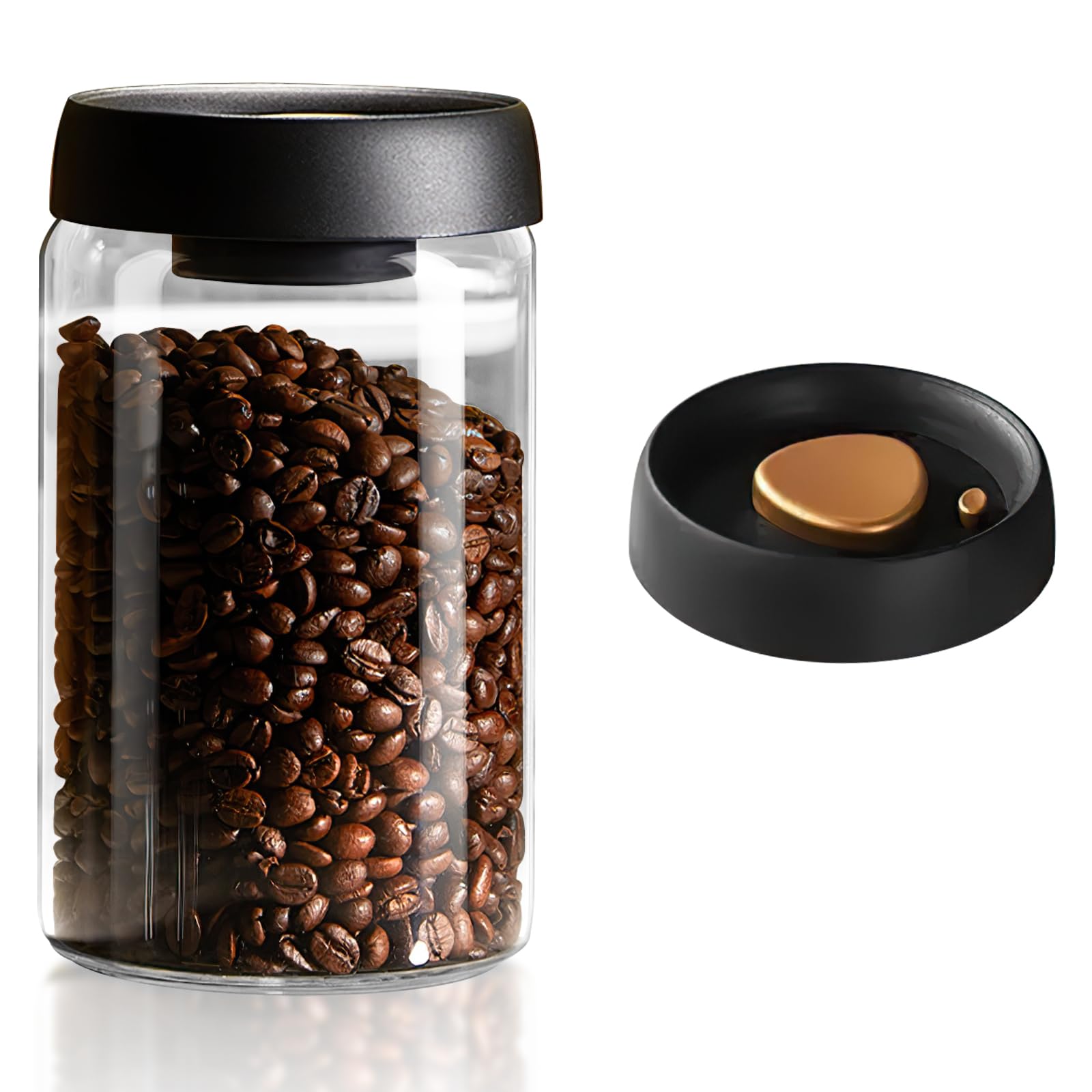 La Llareta 1200ml Food Storage Canister, Airtight Coffee Canister, Clear Glass Storage Jar, with ABS Lid, for Coffee, Spices, Sugar, Biscuits, Candies