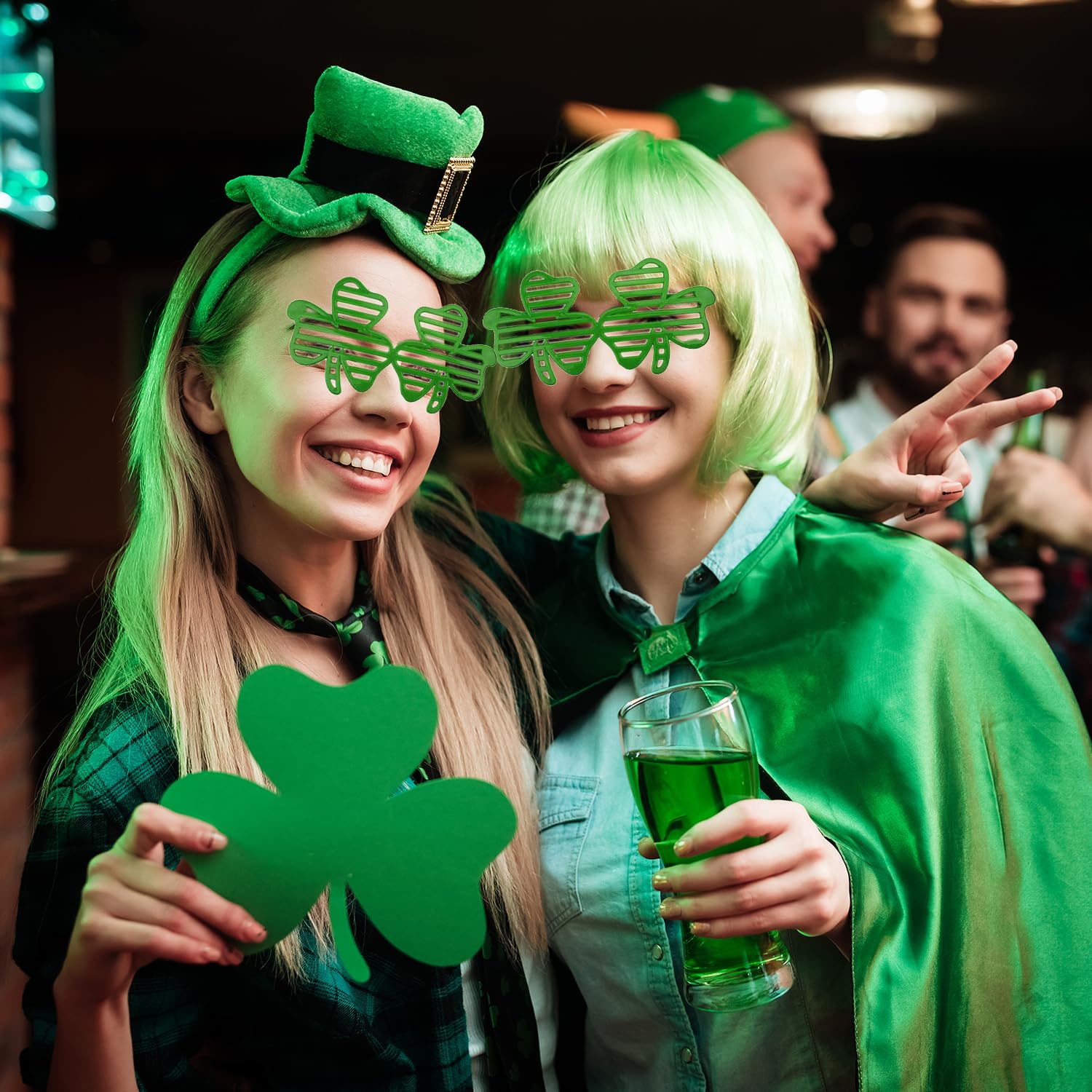 HAICN 10Pieces St Patricks Day Shamrock Glasses Green Irish Eyeglasses Leprechaun Costume Retro Prop for Men Women Party Favors Supplies - Image 3