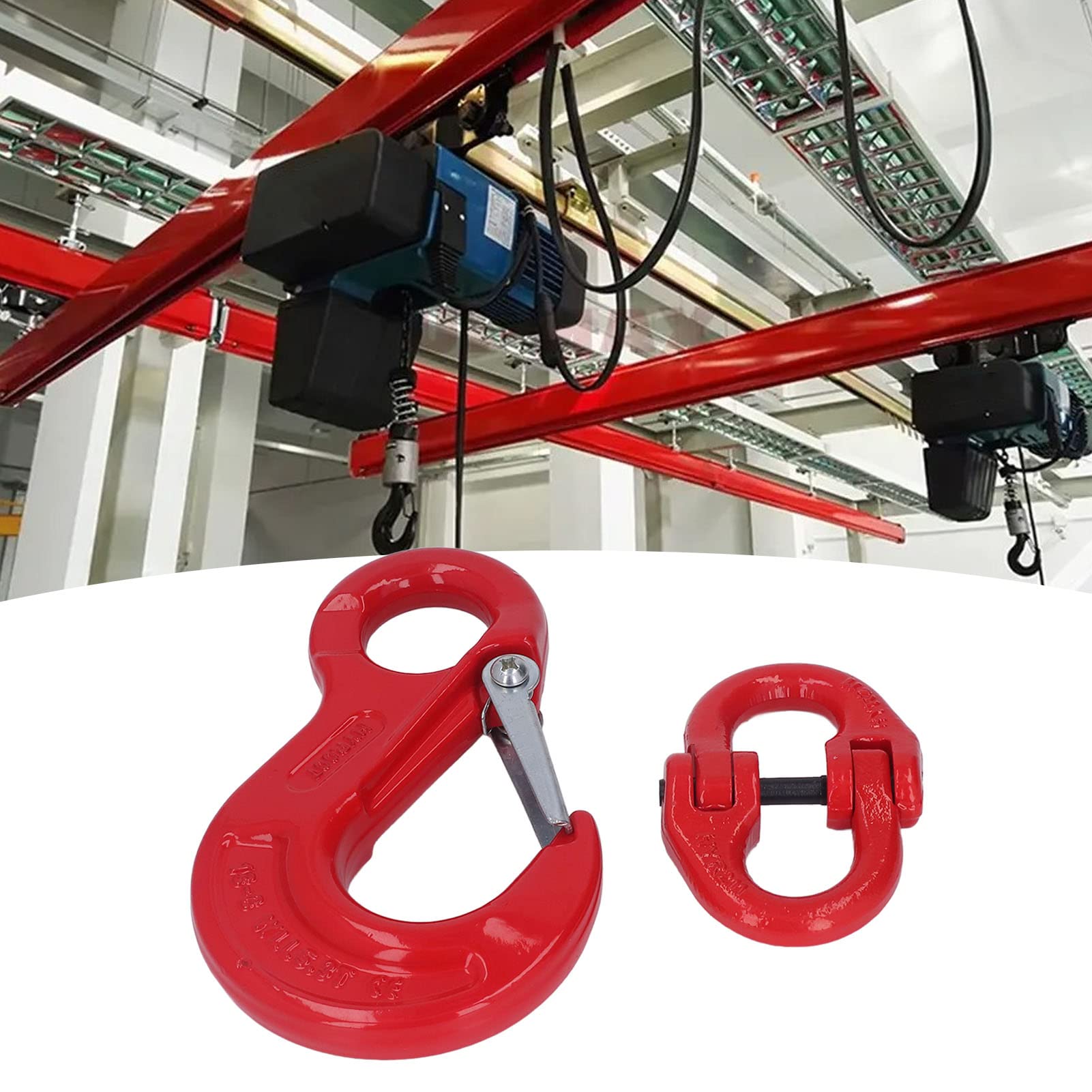 Gancio di sollevamento per paranco 2 pezzi con fibbia a doppio anello Design ispessito Gancio di sollevamento per tempra ad alta temperatura 5,3 T per cantieri edili e trasporto