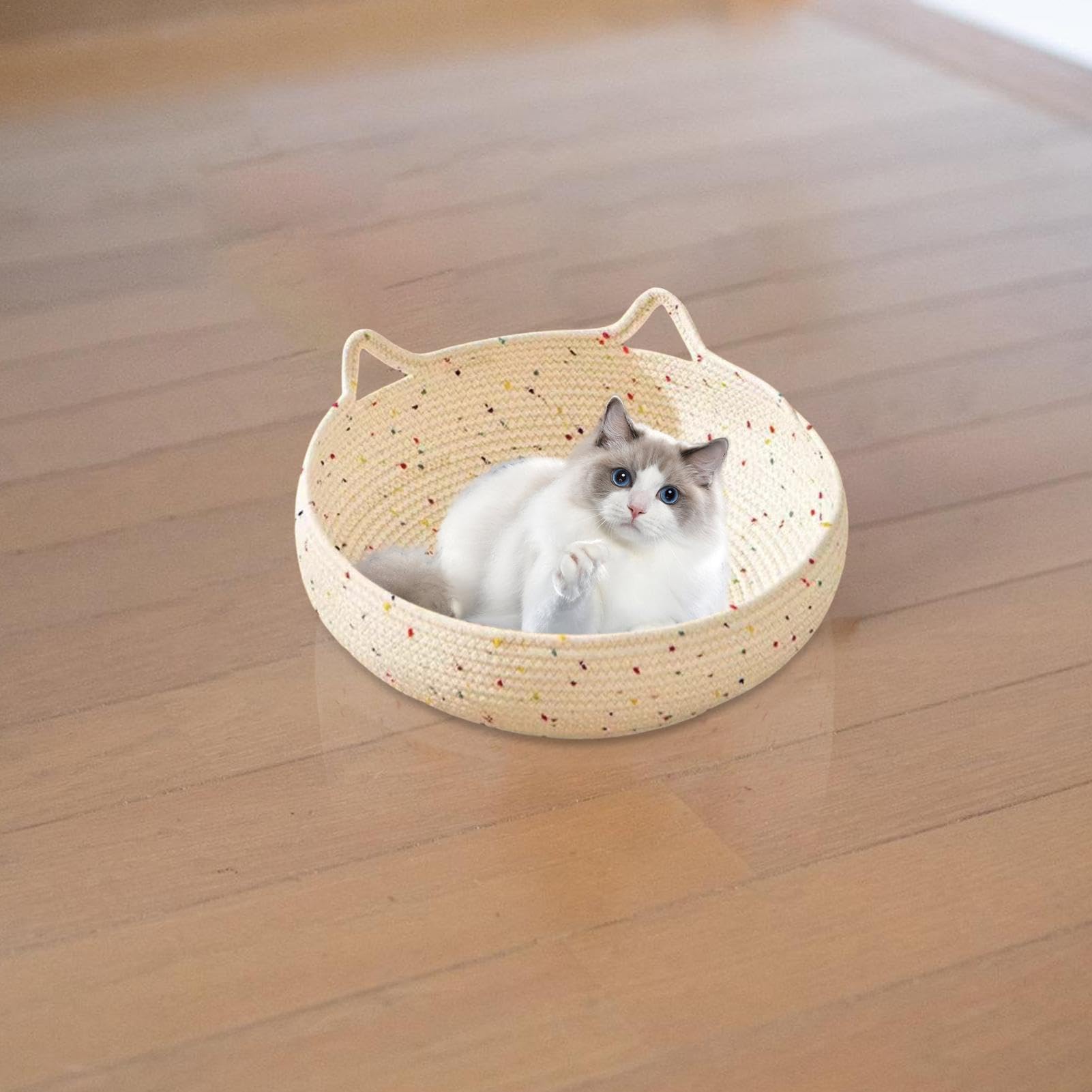 Facynde Handgewebtes Katzenbett Aus Baumwollseil - Kuschelig Und Rutschfest