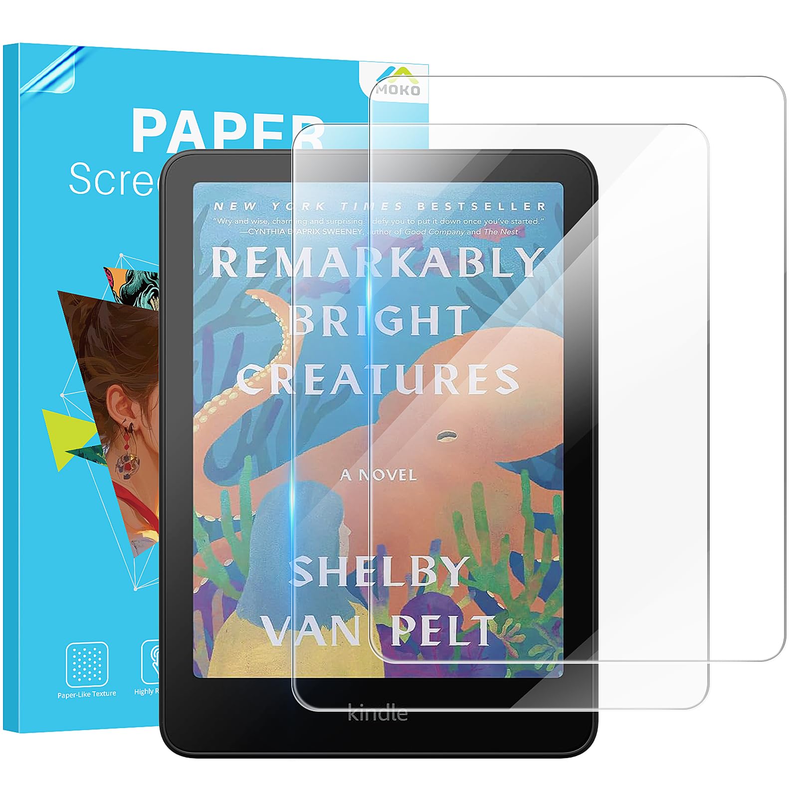 MoKo 2 Pezzi Vetro Temperato Pellicola Protettiva per Kindle Paperwhite 2026/2025 e Colorsoft 2024/2025, Durezza 9H Anti-Graffio, HD Trasparente