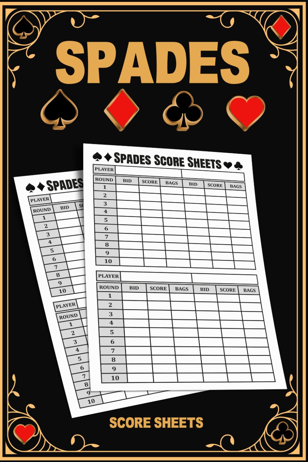 spades score sheets: Score Pads for Family Game Nights and Tournaments, Track Your Wins and Progress