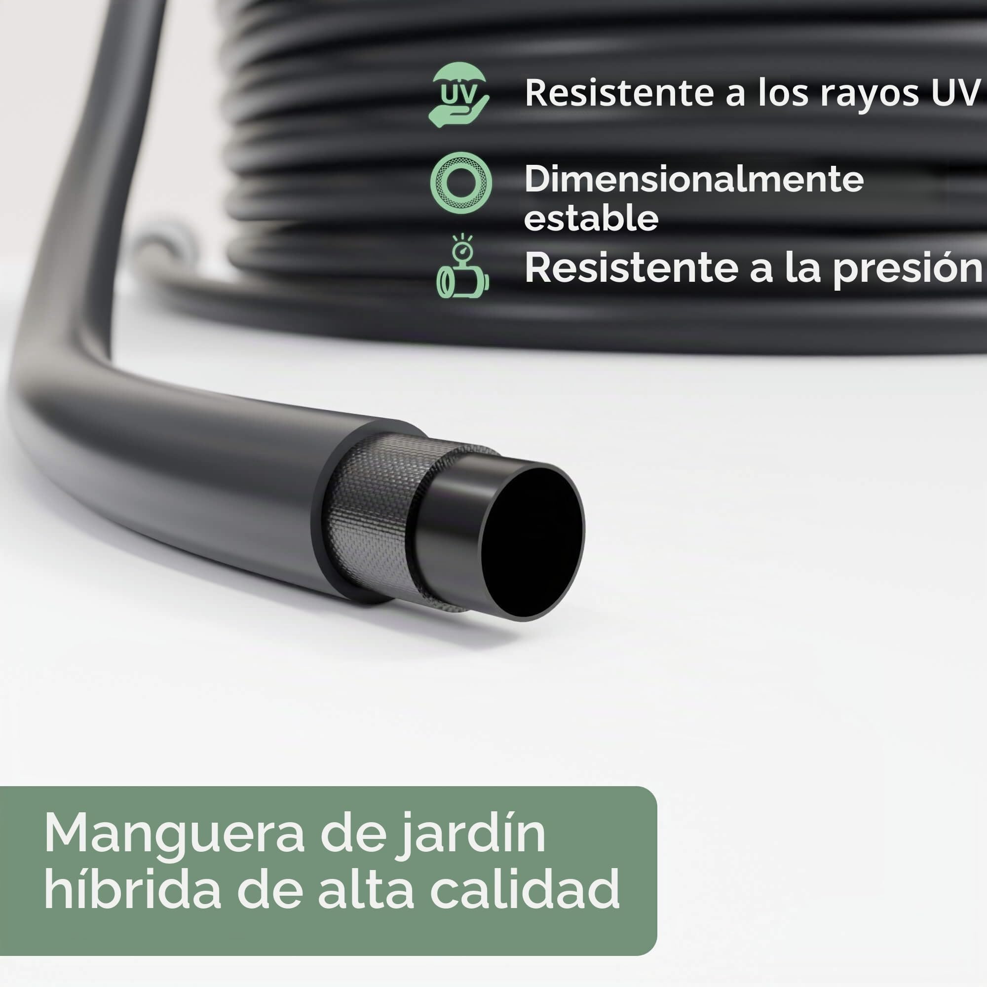 Arebos Enrollador de Manguera 25 m Automático | Carrete de Manguera con Soporte de Pared | Manguera Multicapa | Giratorio 180° | Función de Bloqueo | 7 Modos de Riego