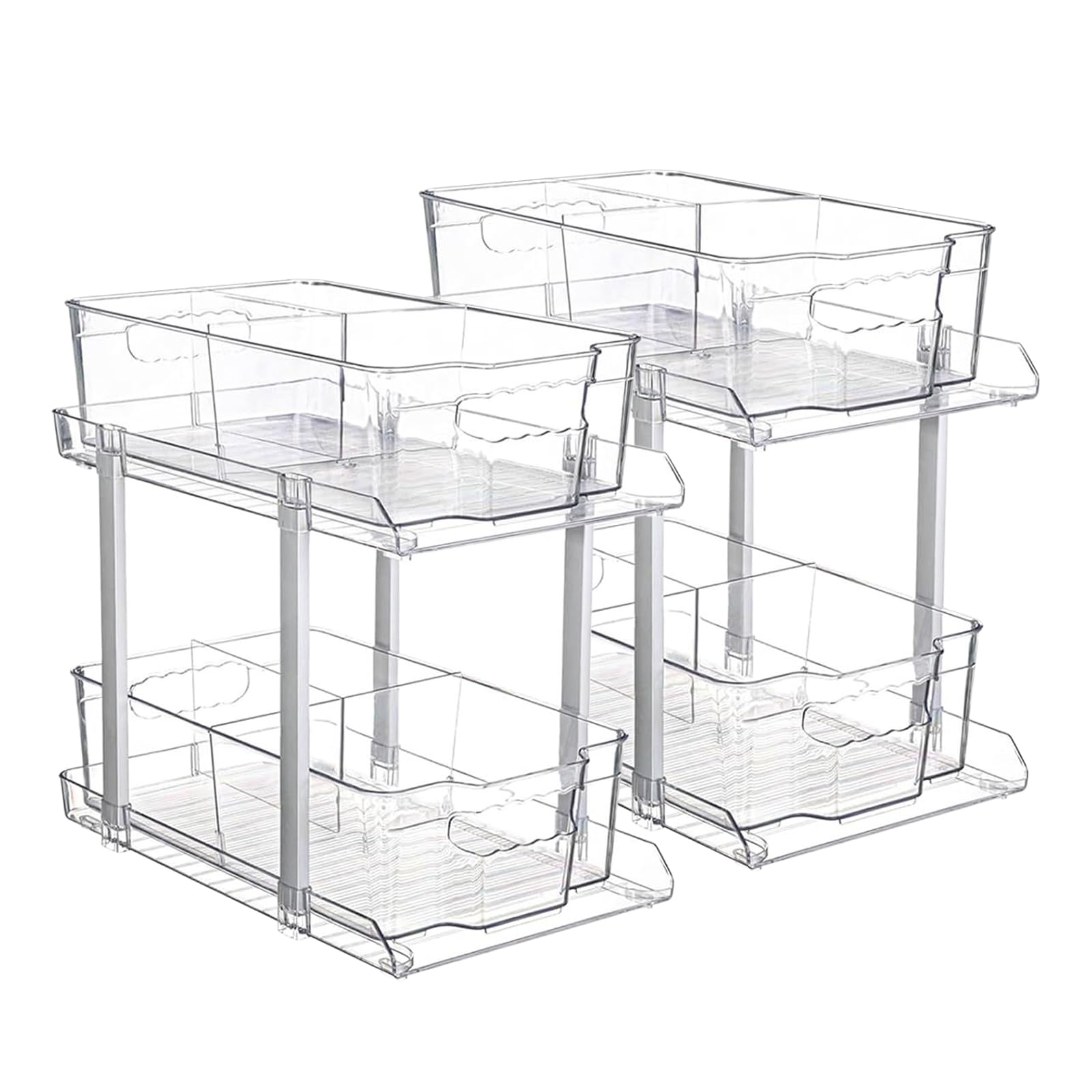 Organizer Sottolavello Bukfen A 2 Livelli – Ripiano Estraibile Scorrevole Per Cucina E Bagno, Bianco, 36,5x27x28 Cm - 3