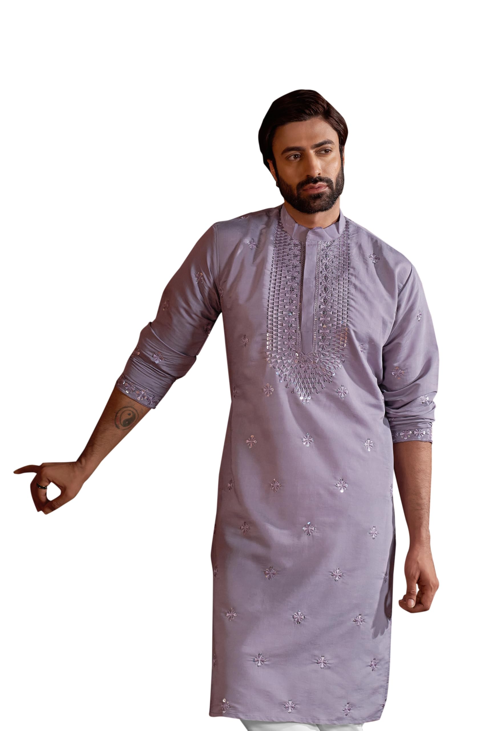 Men’s Cotton Blend Embroidered Kurta Pajama Set – Traditional, Regular Fit, Festival Wear Ethnic Outfit Kurta Set for Men-image-13