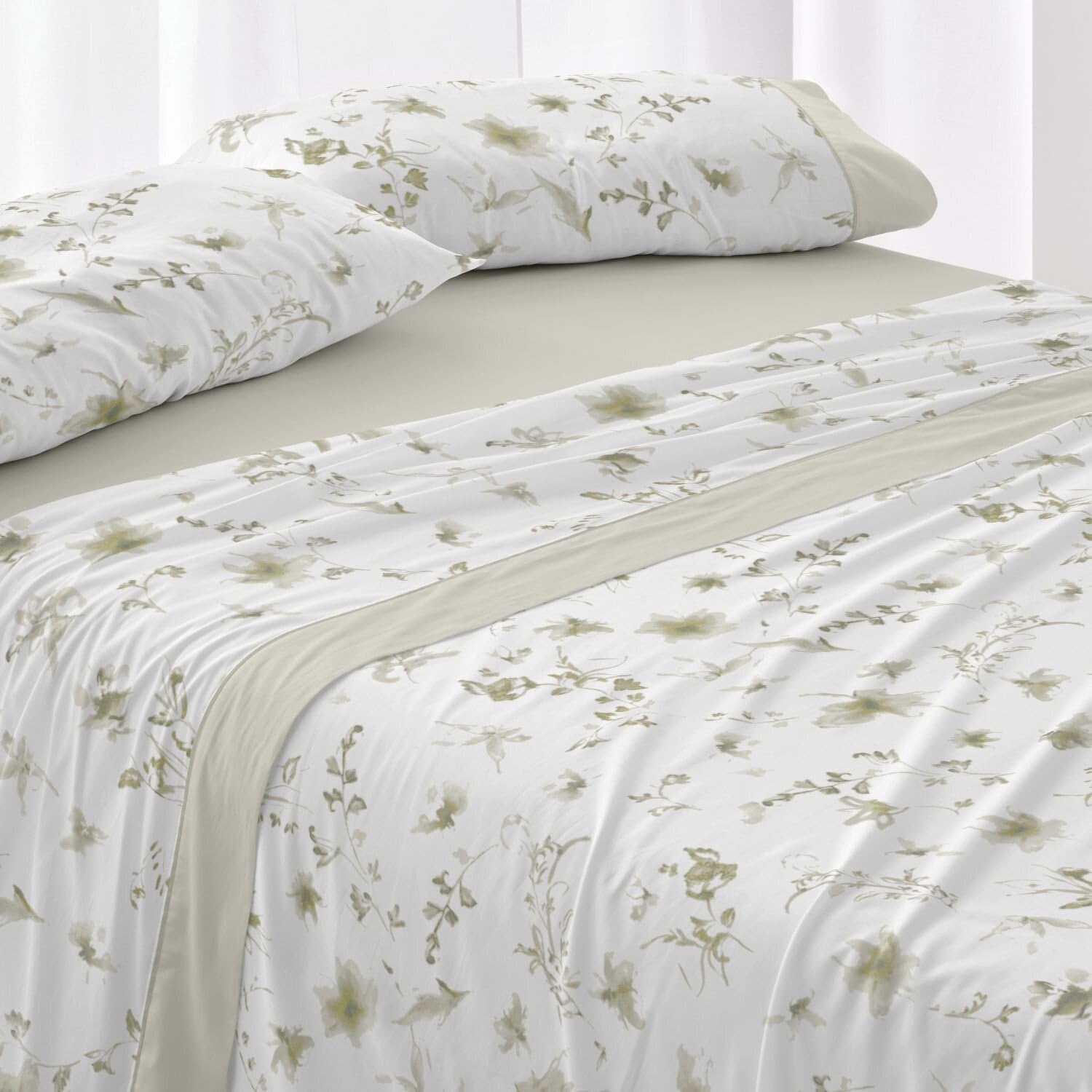 Parure de lit Burrito Blanco en tissu premium motif 048 sauge pour lit 105x200 cm