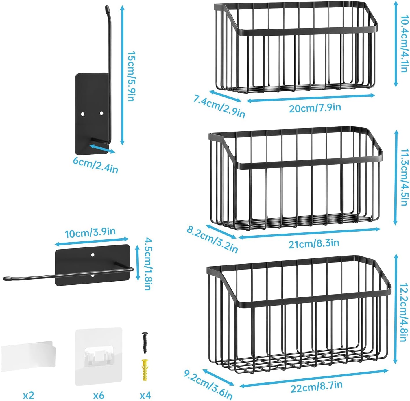 NiHome 5PCS Cabinet Door Lid Organizers Holders for Food Storage Container Lids Tupperware Tumblers Canning Lids, 3 Sizes Rustproof Metal Baskets for Spices, Toiletries, Under Sink or RV Storage - Image 2