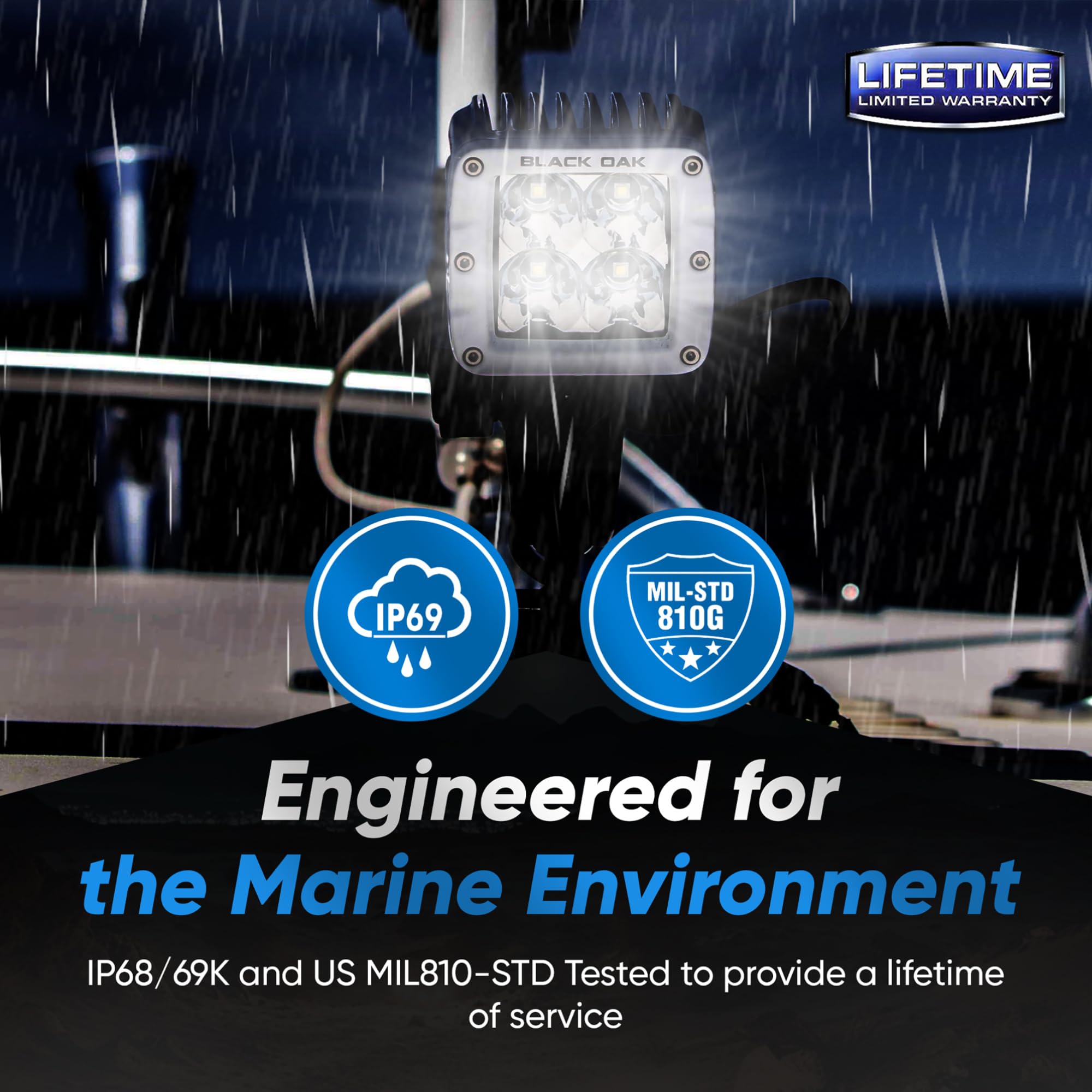 Black Oak LED Pro Series 3.0 Marine 2 Inch POD Light: Flood/Spot