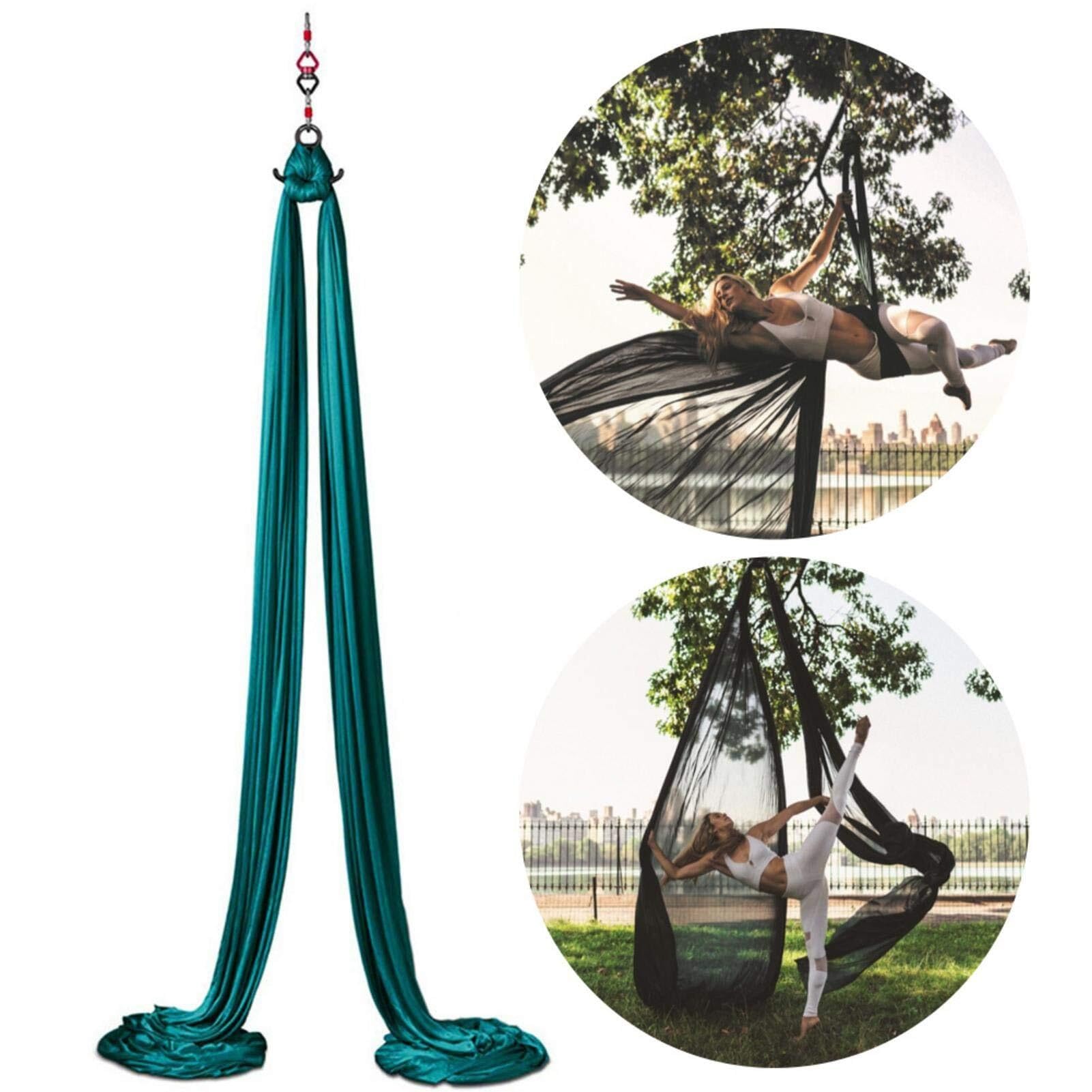 Aerial Yogatuch, Yoga-Schaukel, Yoga Vertikaltuch, Tragbar, für den Innen- und Außenbereich, Yogatücher für Erwachsene Kinder, inklusive Yoga-Hängematte, Farbe Grün, 8 m