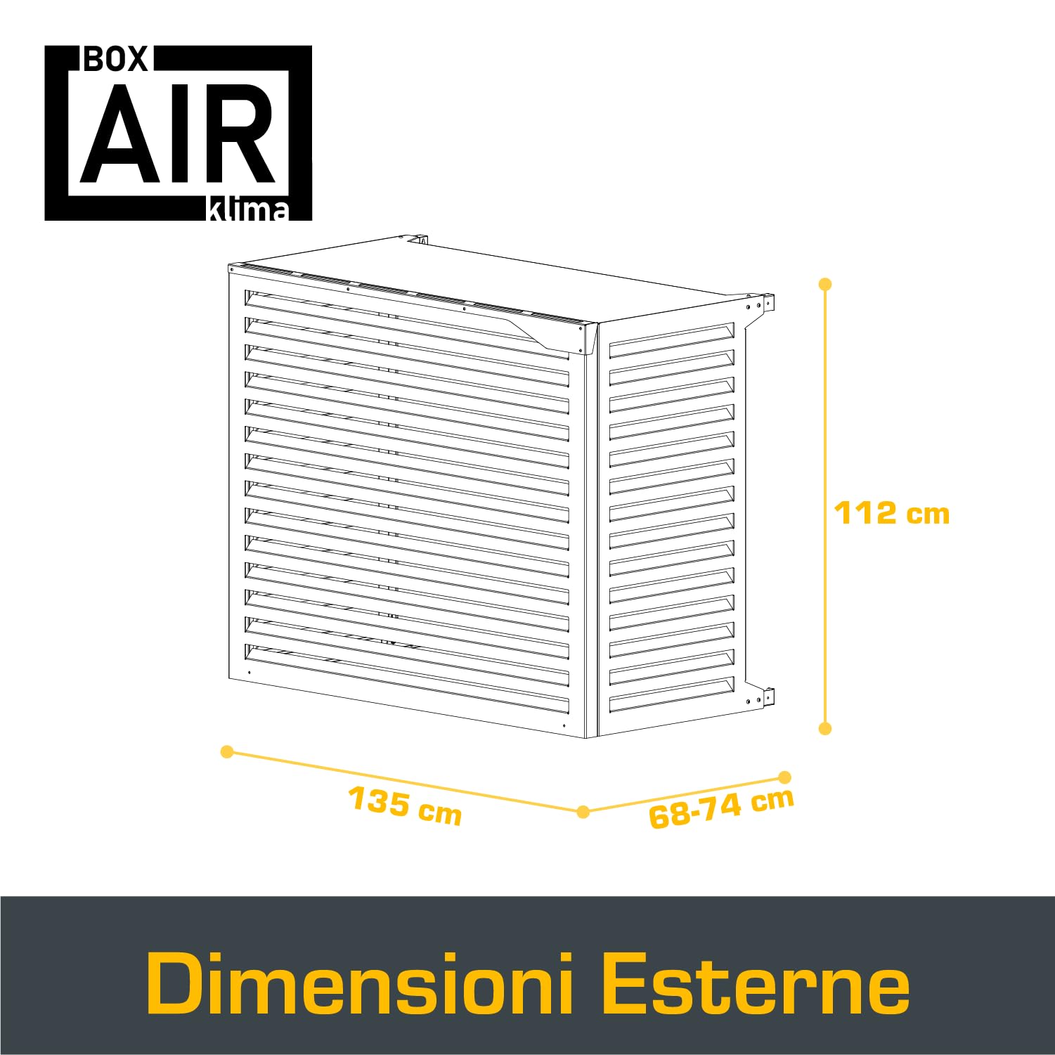 Big Blade XXL Antracite – Copri Climatizzatore Esterno in Alluminio Composito e Telaio INOX 316, Installazione a Parete, 135×112×68 cm – Copertura Unità di Grandi Dimensioni