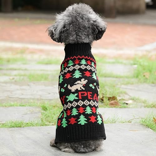 Miniatura 9 de Suéter de Navidad para perro, lindo suéter de punto para perro de la paz y gato, traje de Navidad feo para vacaciones, disfraz suave para otoño e