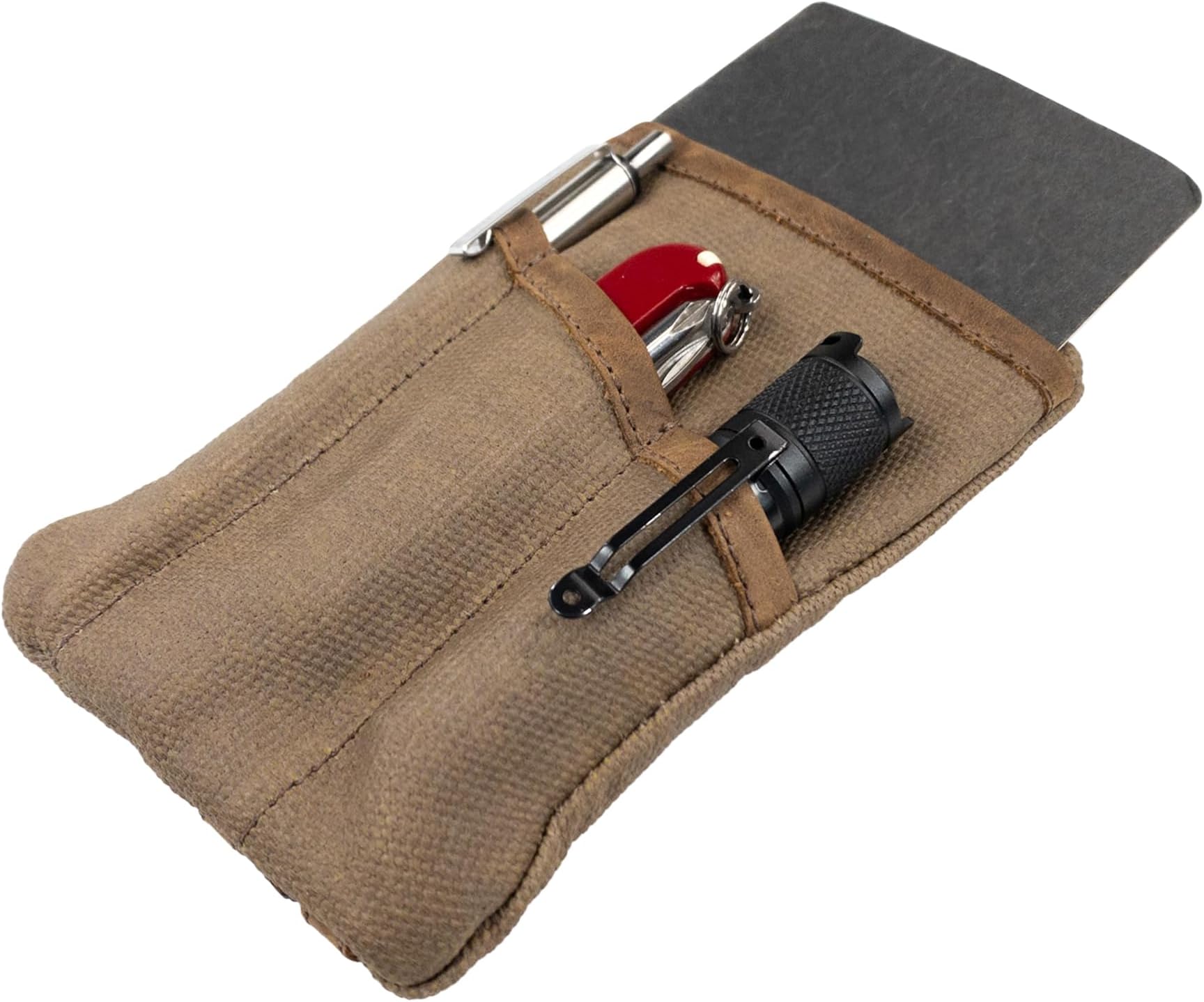 Multi-Tool Pocket Pouch, Compact Multipurpose EDC Zippered Bag, Mini Camping Tool Case, Waxed Canvas, Knife Holster, Handmade Slim Organizer