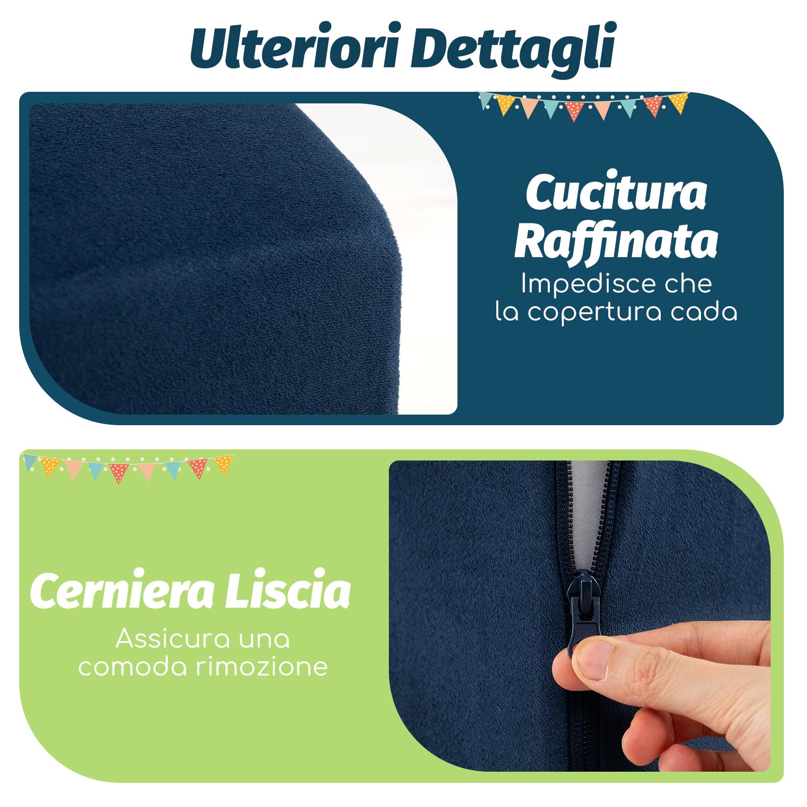 COSTWAY Set di 5 Pezzi Gioco in Schiuma, Blocchi con Piscina di Palline per Bambini, Coperture Lavabili con Cerniere, Blocchi Creativi per Stanza di Giocattoli, Camera da Letto (Navy)