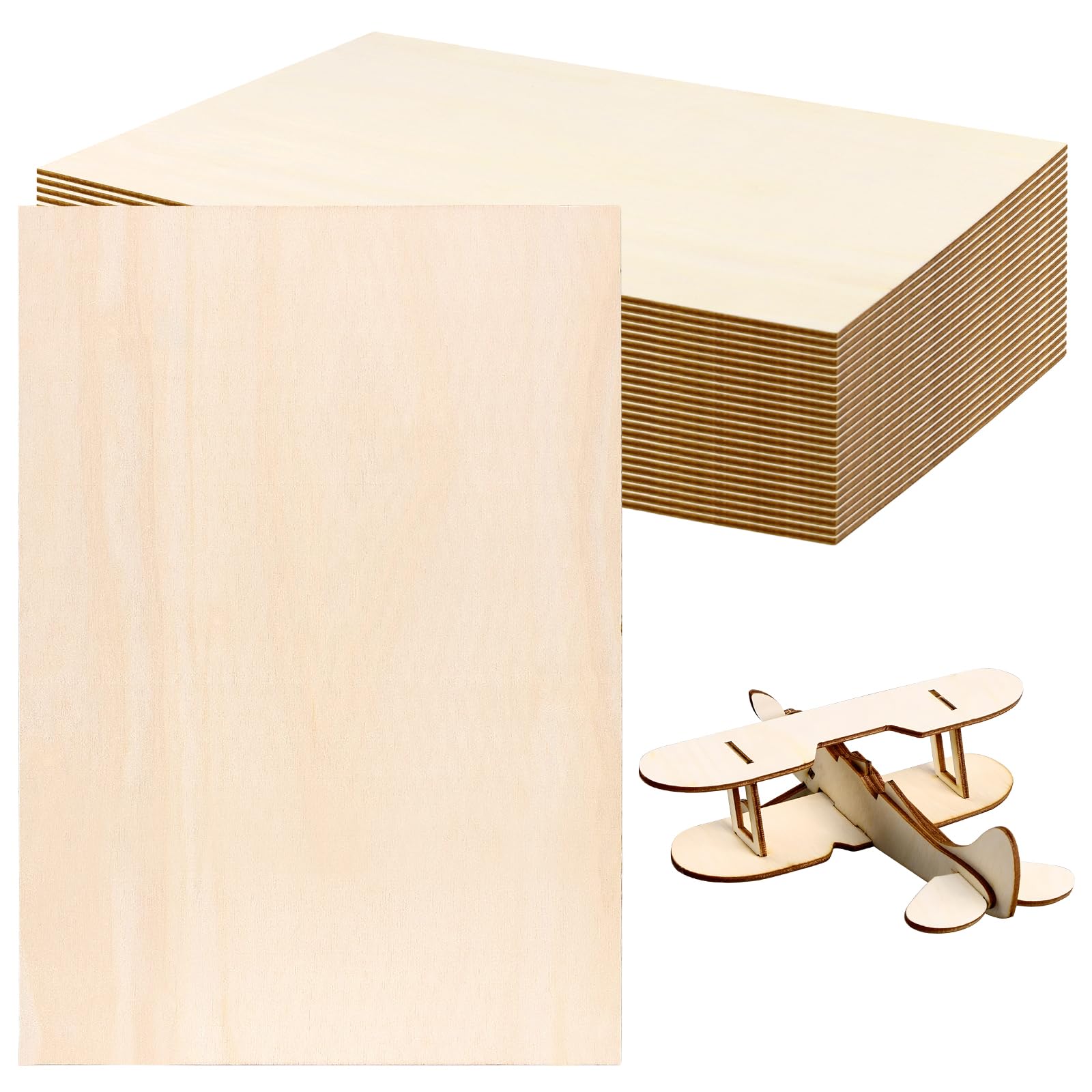 KEILEOHO 25 sztuk sklejki A4, płyta ze sklejki, 300 x 210 x 3 mm, drewniane płyty do majsterkowania, do majsterkowania, 25 sztuk